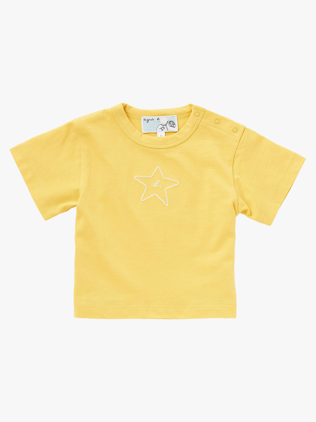 ENFANT ベビー ベビー "b." ロゴ スター コットン 半袖 Tシャツ "Domi" イエロー