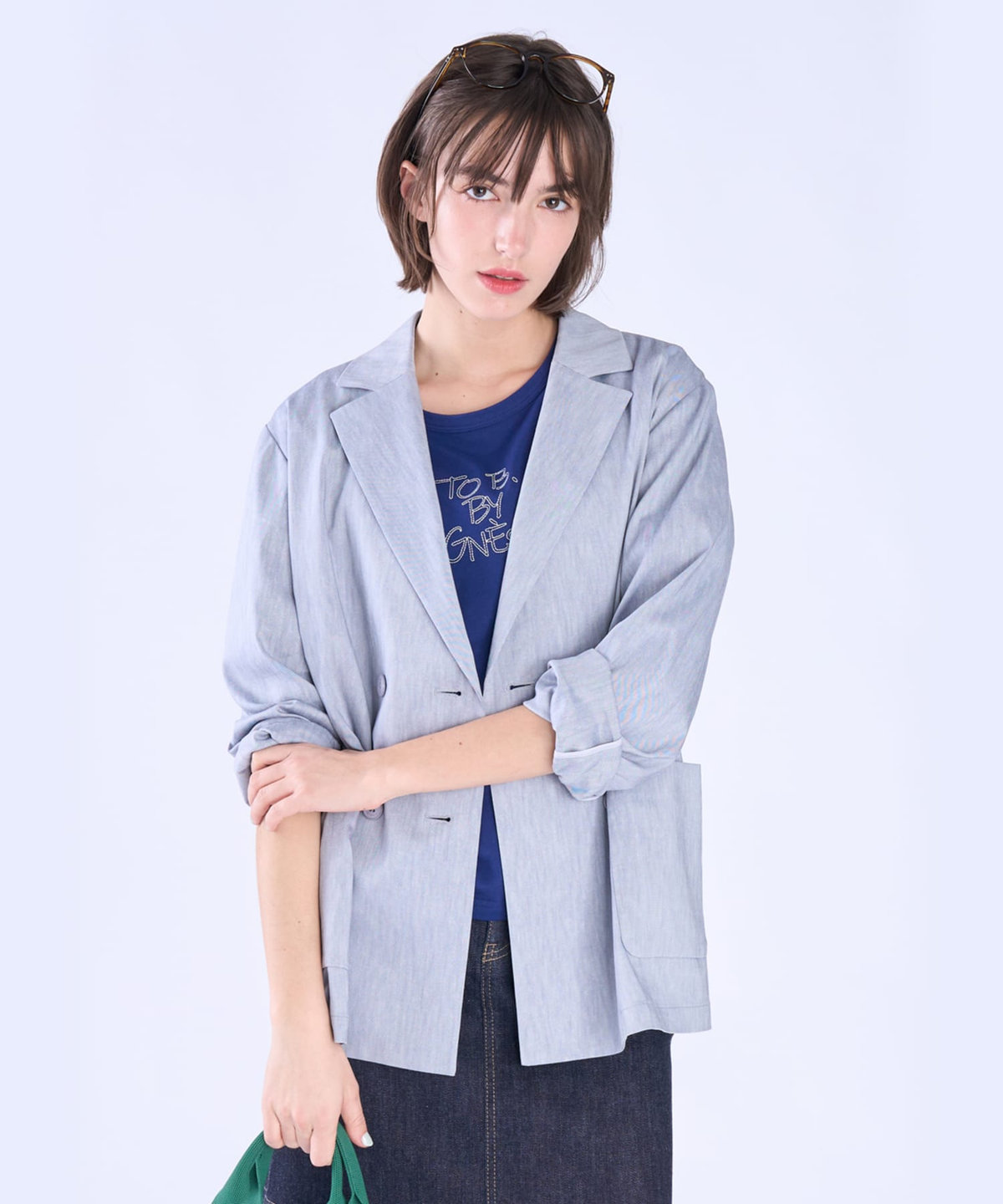 To b. by agnès b. ダブルテーラード ジャケット ブルー