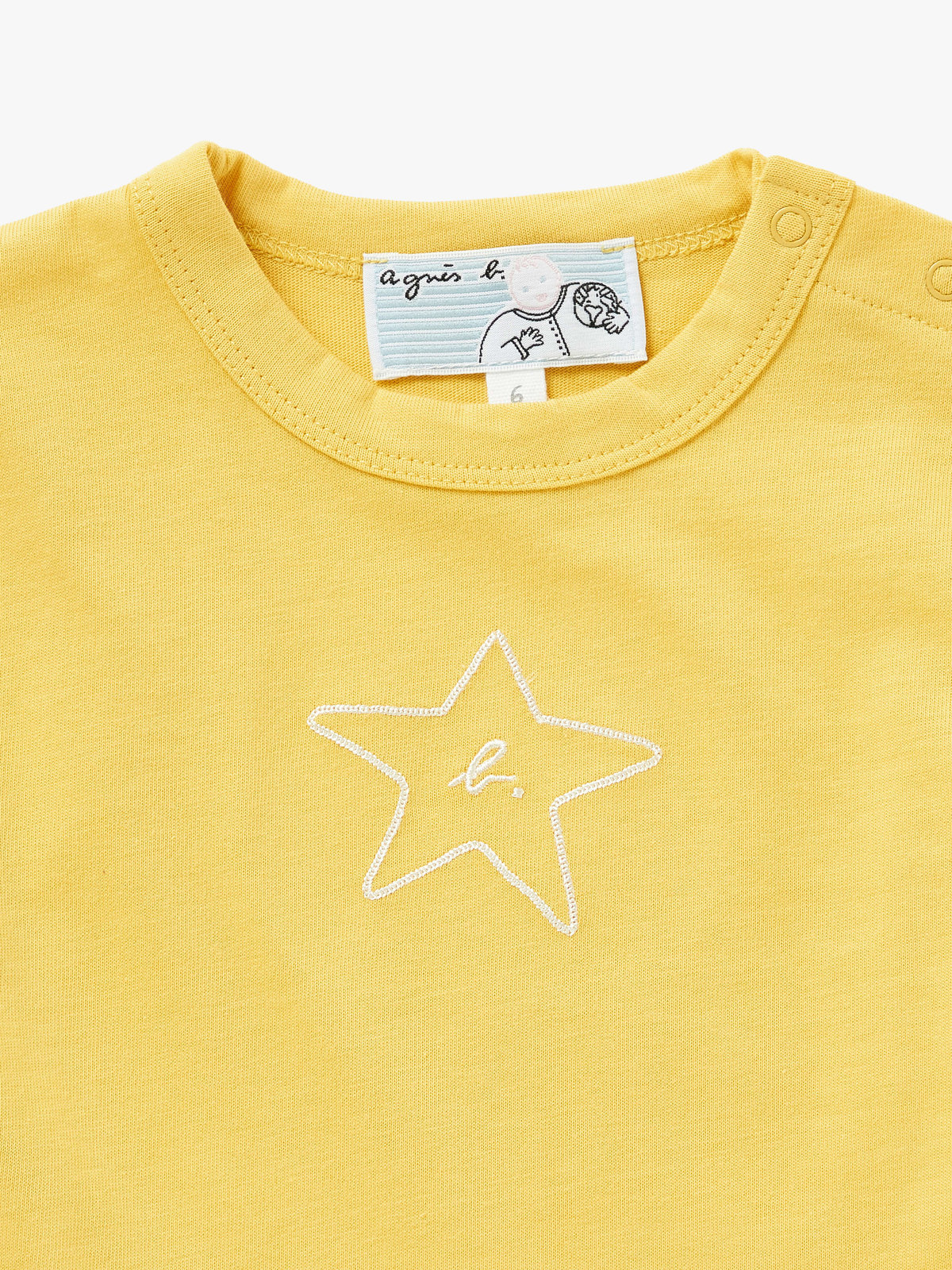 ENFANT ベビー ベビー "b." ロゴ スター コットン 半袖 Tシャツ "Domi" イエロー