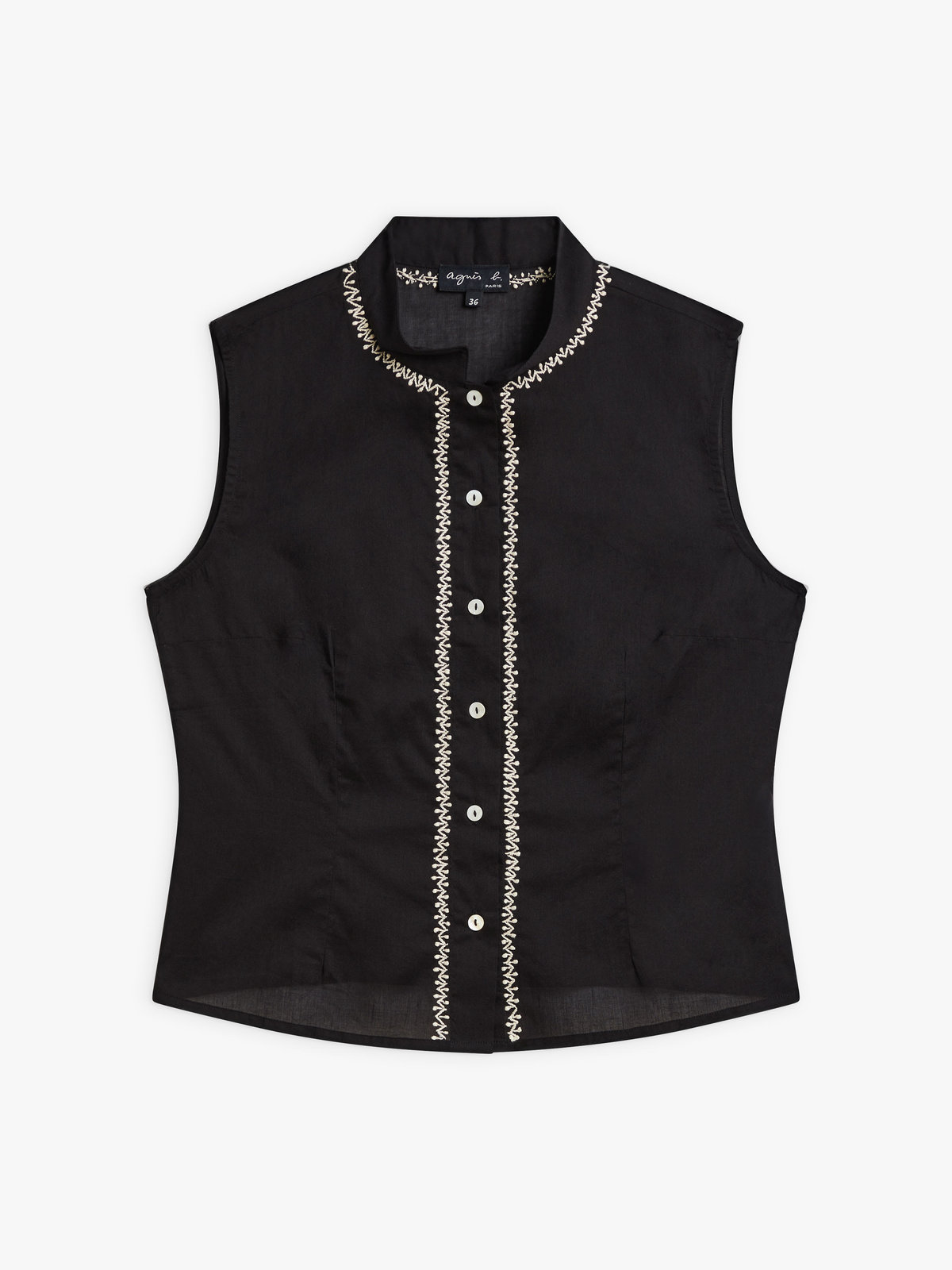 FEMME ウィメンズ 【Outlet】コットン オフィサーカラー ノースリーブ ブラウス ブラック