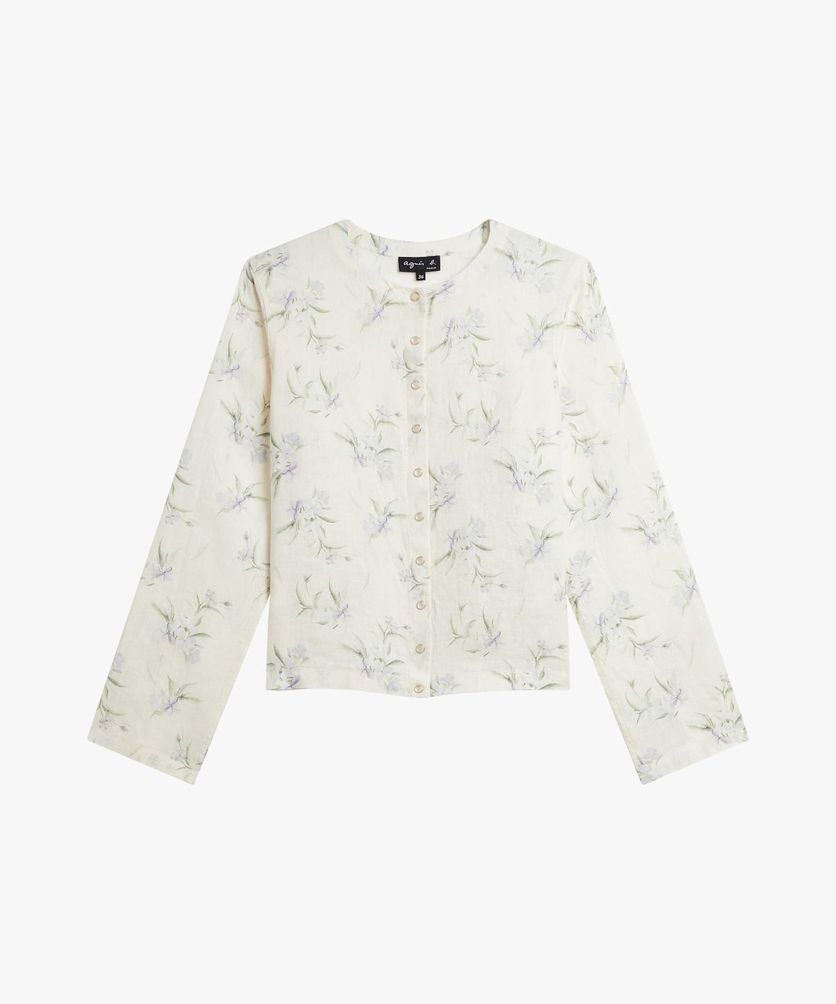 FEMME ウィメンズ フローラル プリント リネン シャツカーディガン アイボリー