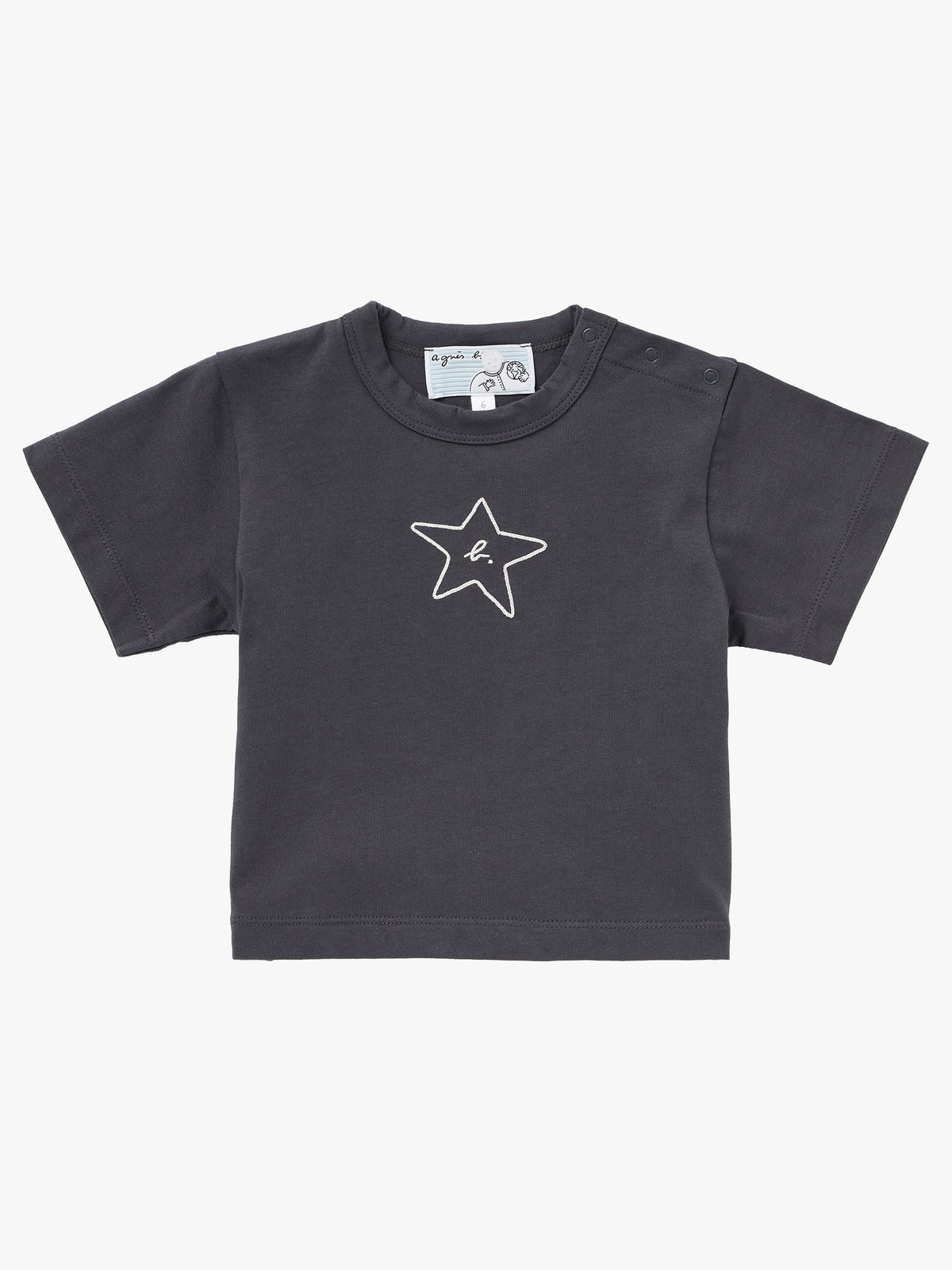 ENFANT ベビー ベビー "b." ロゴ スター コットン 半袖 Tシャツ "Domi" グレー