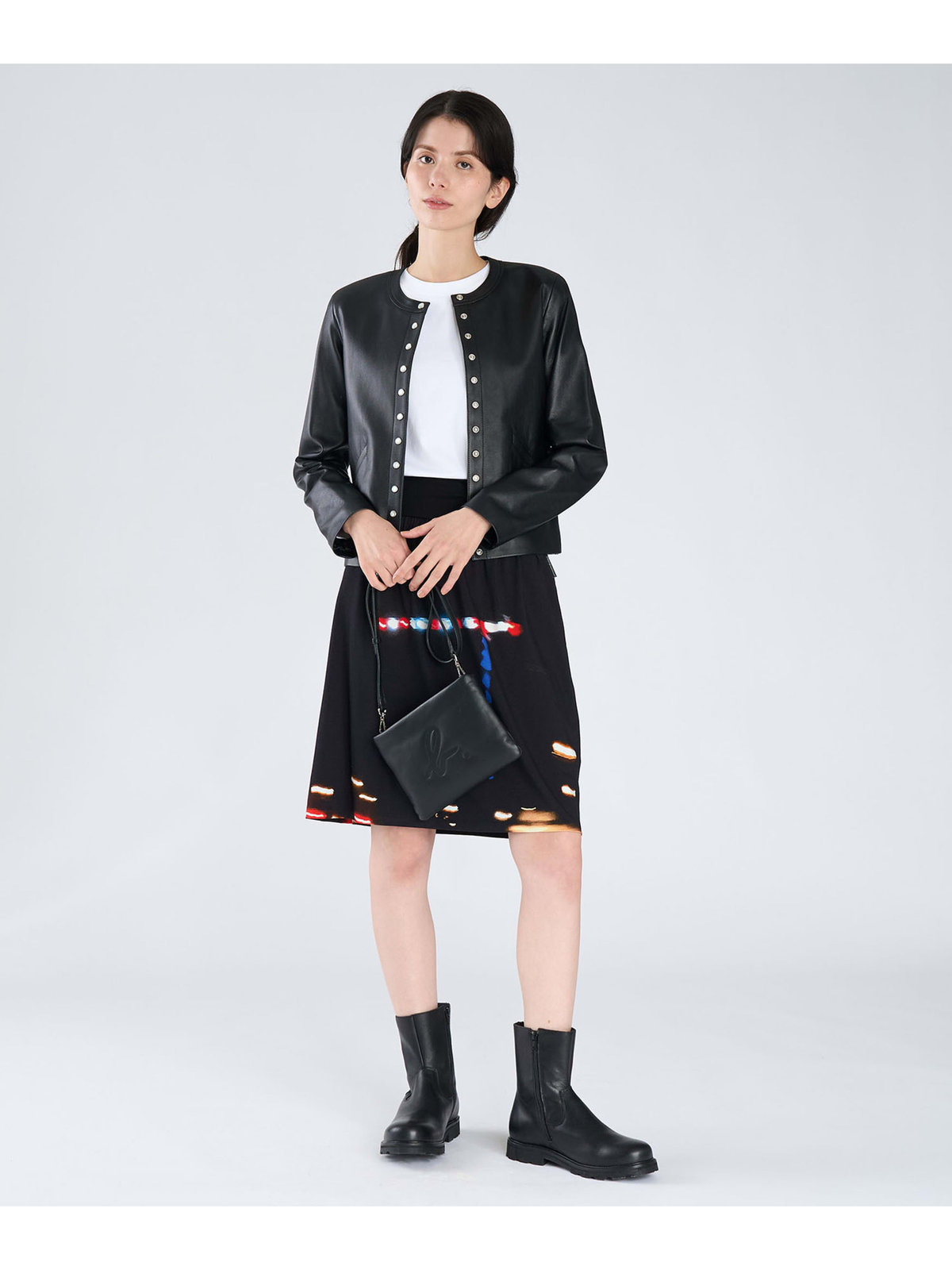 FEMME ウィメンズ フォトプリント ギャザー ミニスカート ”Grue nuit” マルチ