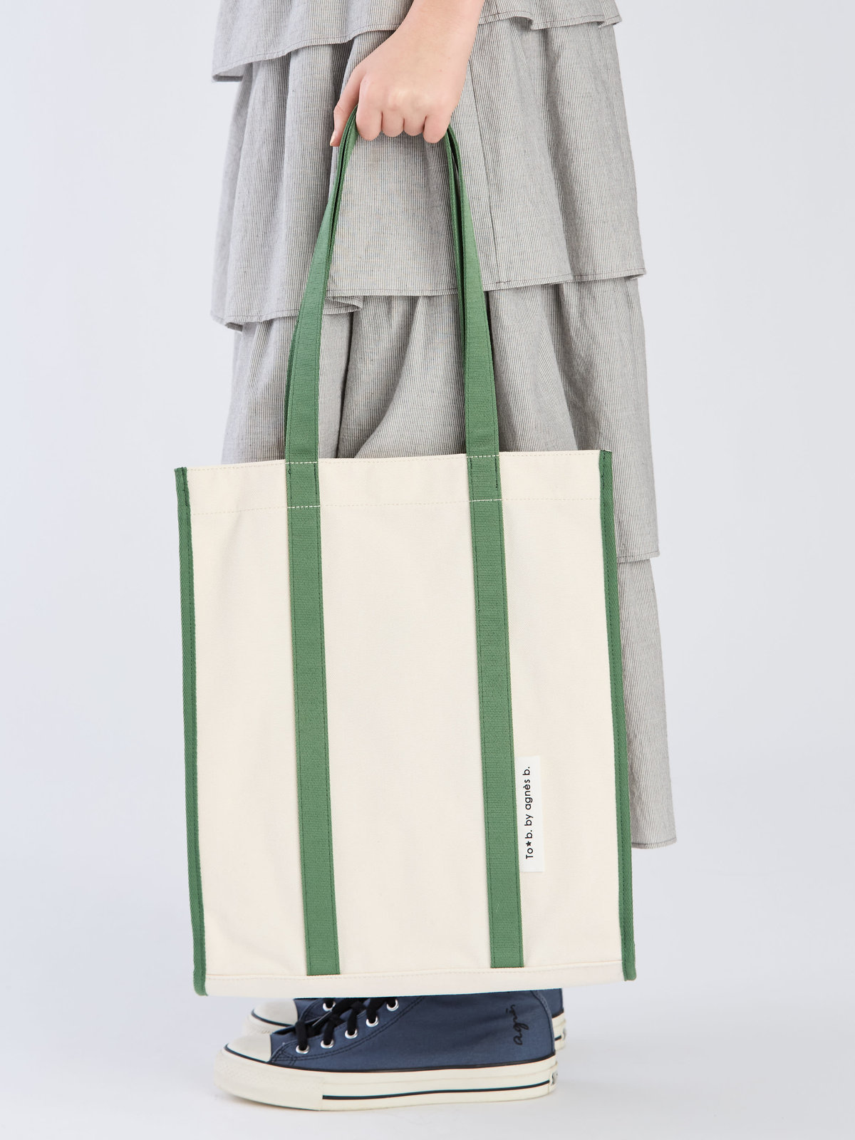 To b. by agnès b. 【Outlet】バイカラー コットン キャンバス トートバッグ カーキ