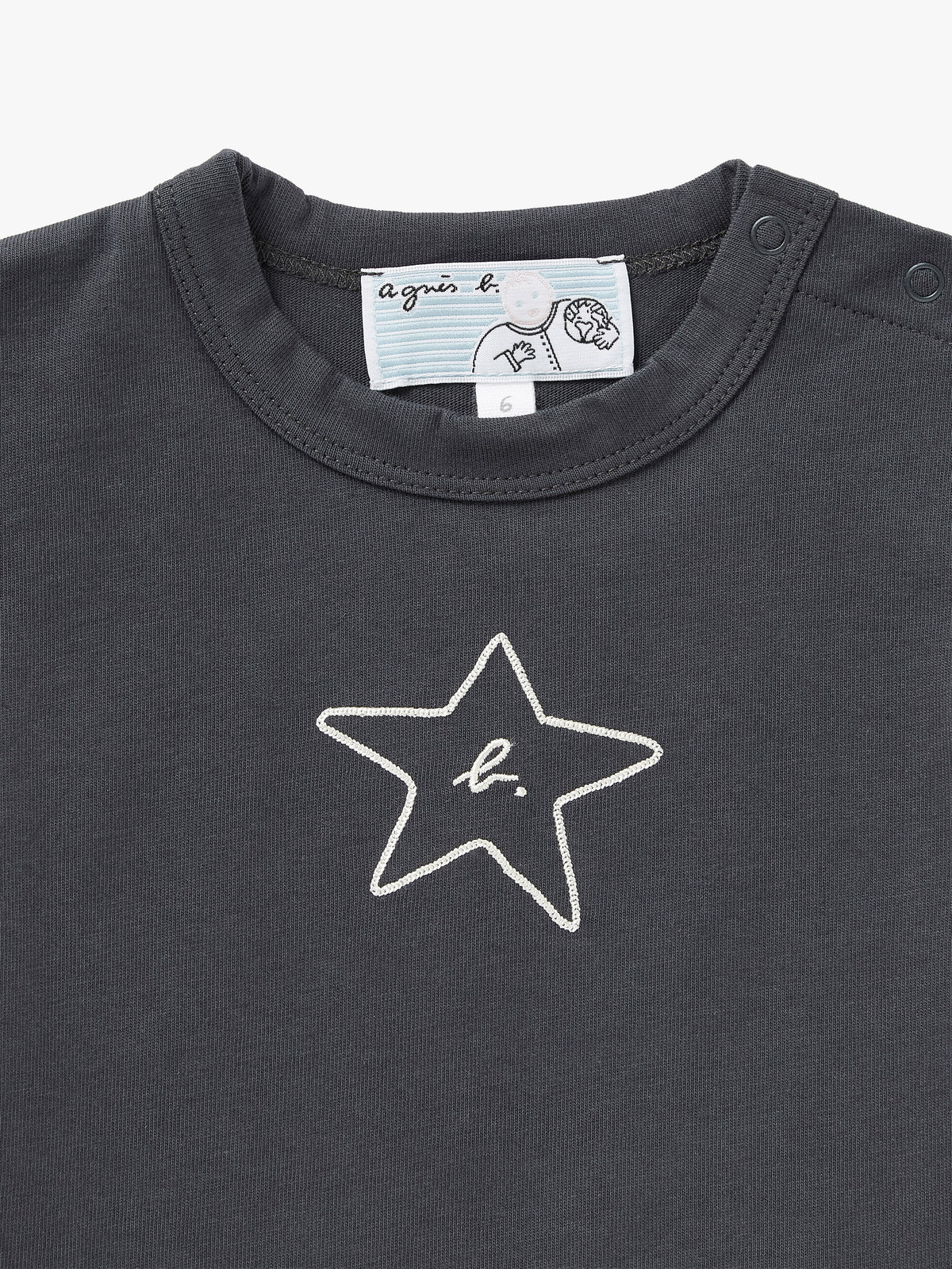 ENFANT ベビー ベビー "b." ロゴ スター コットン 半袖 Tシャツ "Domi" グレー