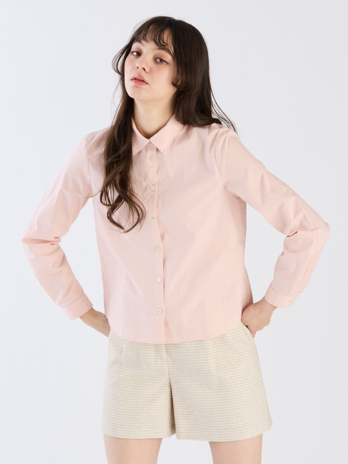 To b. by agnès b. 【Outlet】コットンブロードシャツ ピンク