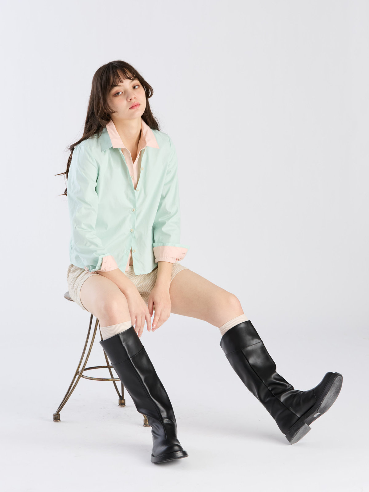 To b. by agnès b. 【Outlet】コットンブロードシャツ ピンク