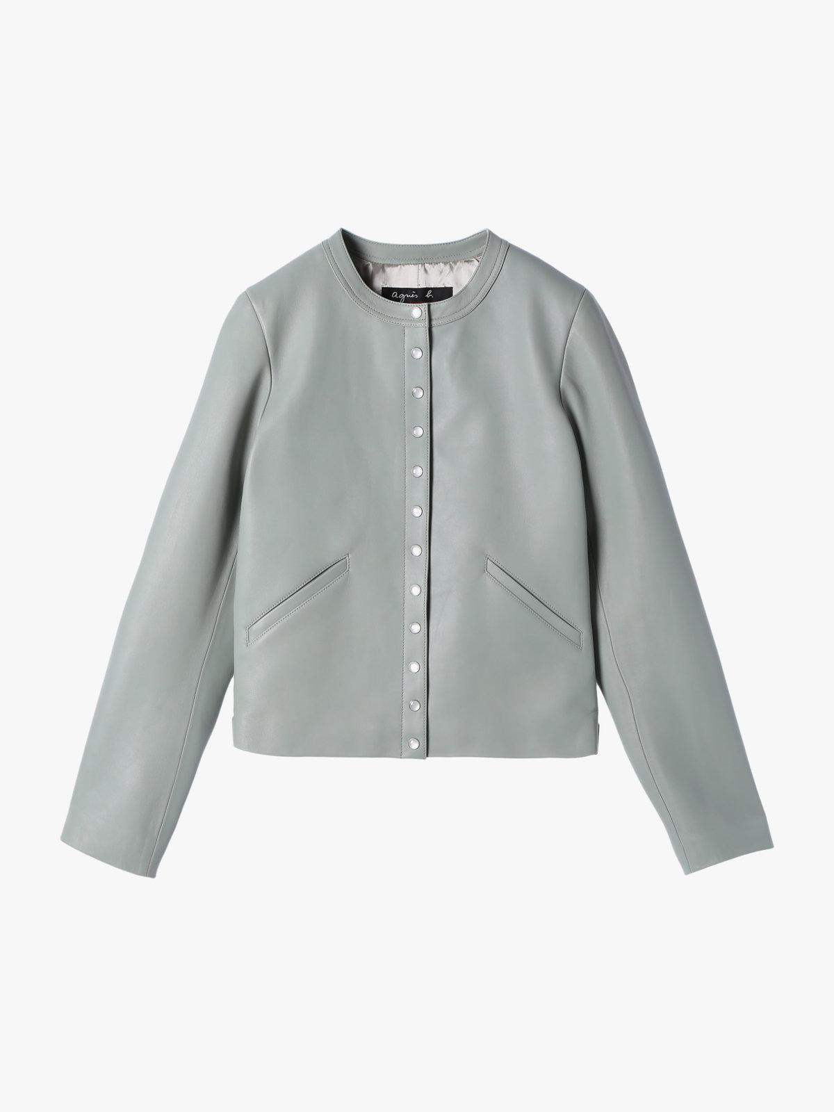 FEMME ウィメンズ ラムスキン レザー 長袖 カーディガンプレッション カーキ