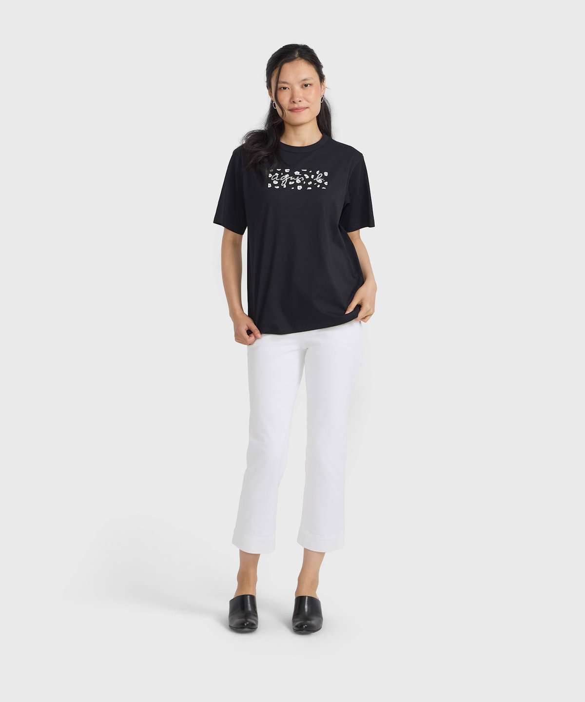 FEMME ウィメンズ ロゴ プリント オーガニックコットン 半袖 Tシャツ "b. Style" ブラック