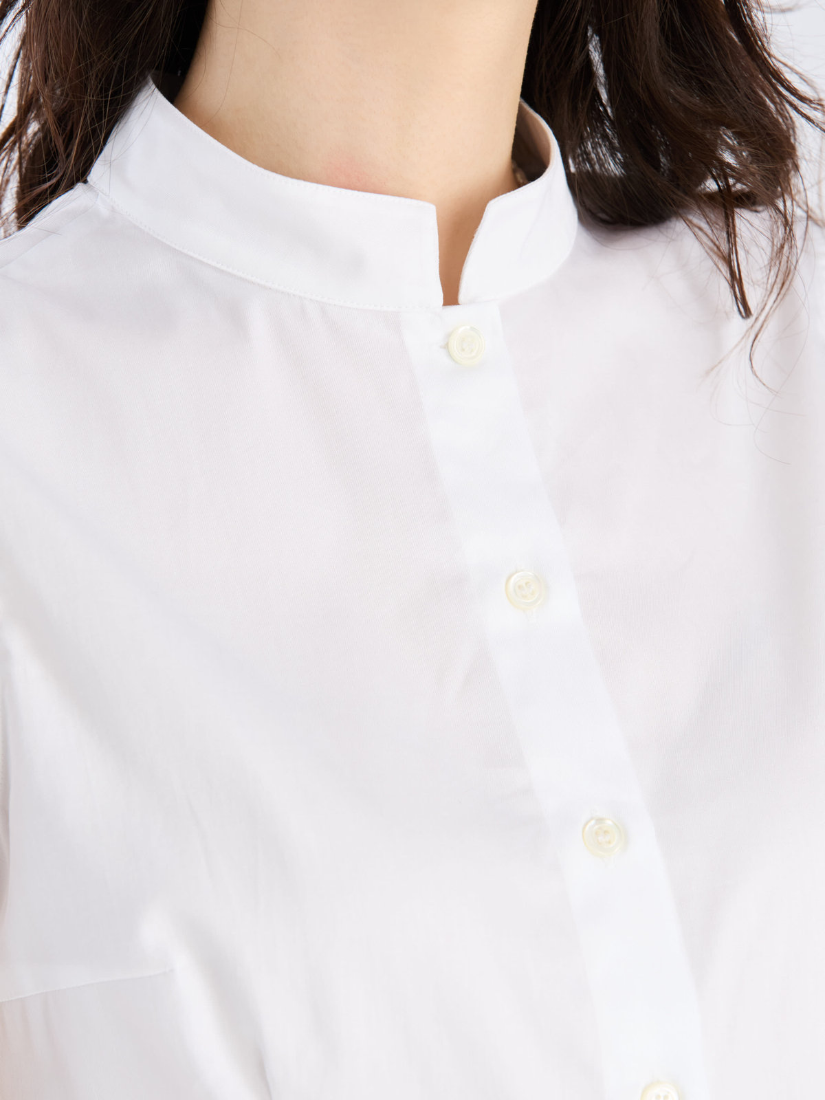 FEMME ウィメンズ コットン オフィサーカラー ノースリーブ ブラウス ホワイト