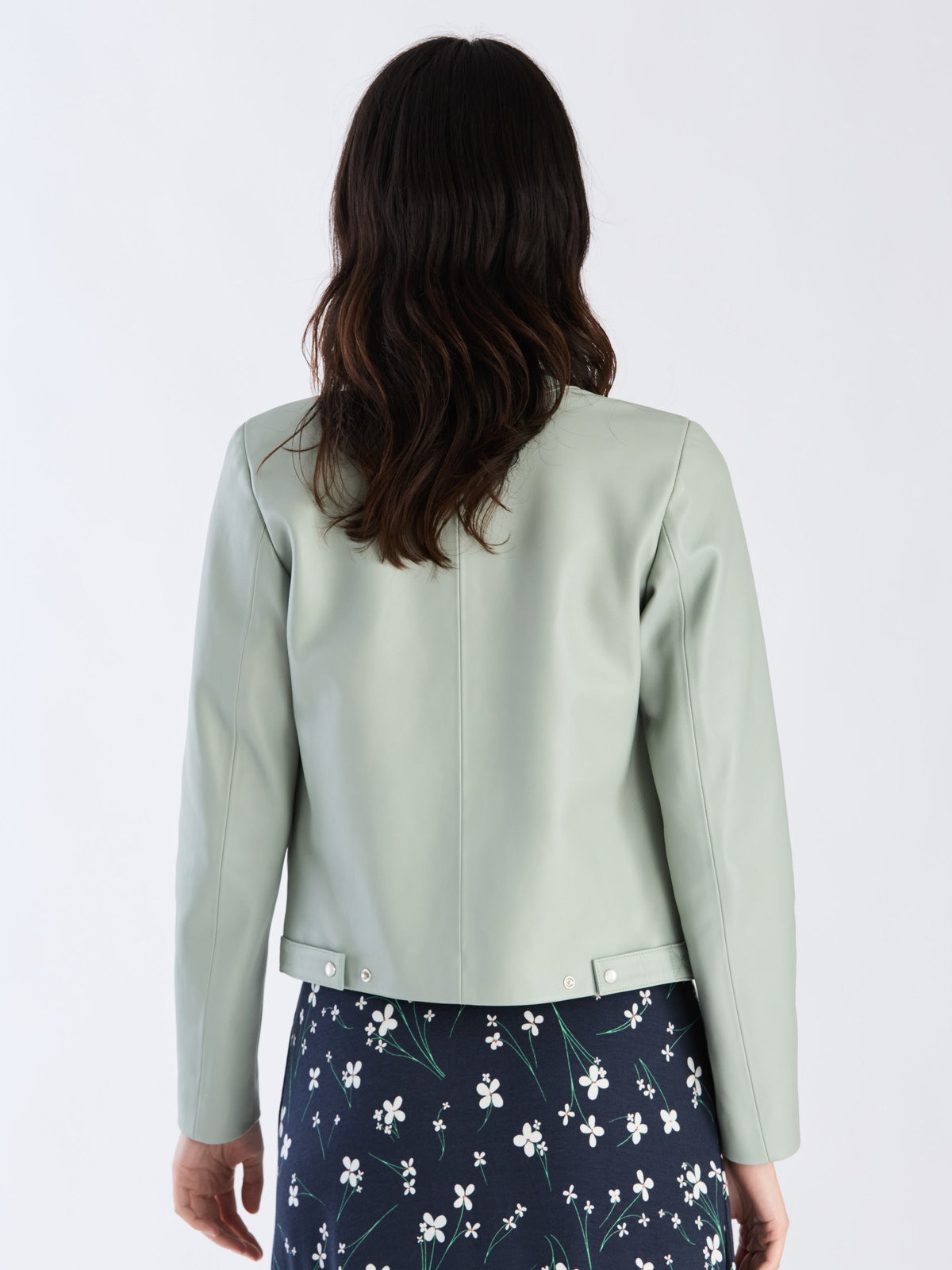 FEMME ウィメンズ ラムスキン レザー 長袖 カーディガンプレッション カーキ