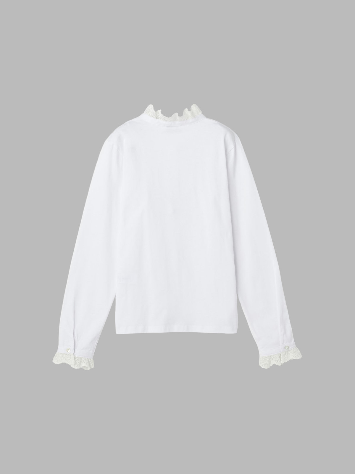 FEMME ウィメンズ レース コットン ヘンリーネック トップス "Harpiste" ホワイト