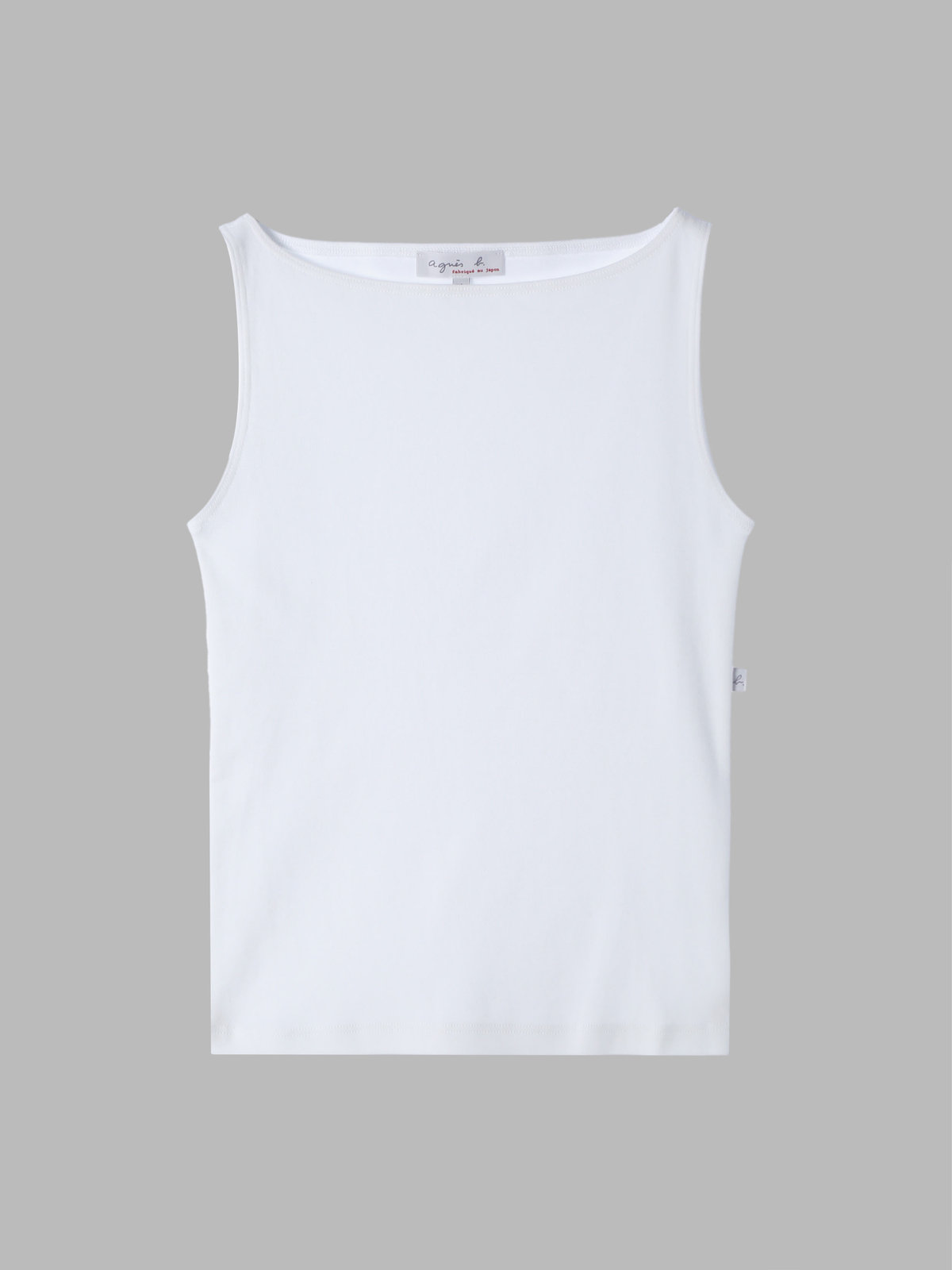FEMME ウィメンズ コットン ボートネック ノースリーブ Tシャツ ”Leopard” ホワイト
