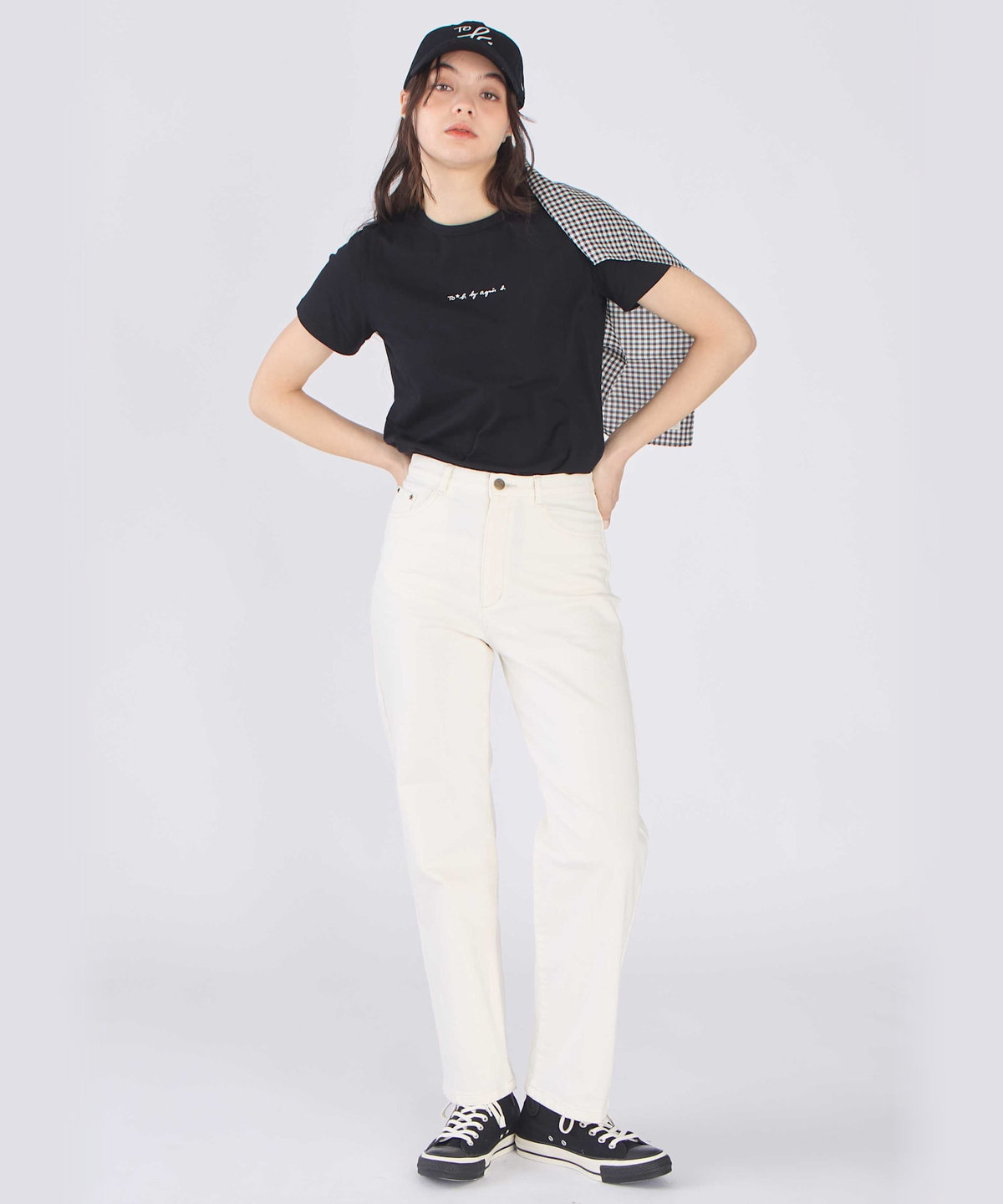 To b. by agnès b. ミニロゴ コットン 半袖 Tシャツ ブラック