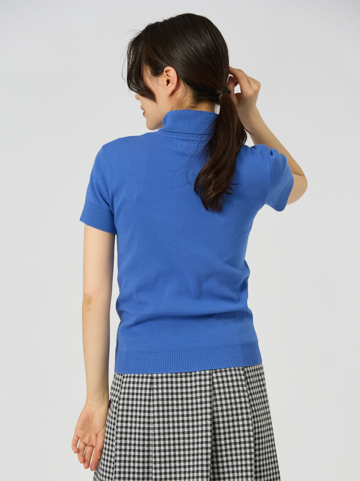 FEMME ウィメンズ 【Outlet】コットン ニット 半袖 タートルネック プルオーバー "Eddy" ブルー系その他