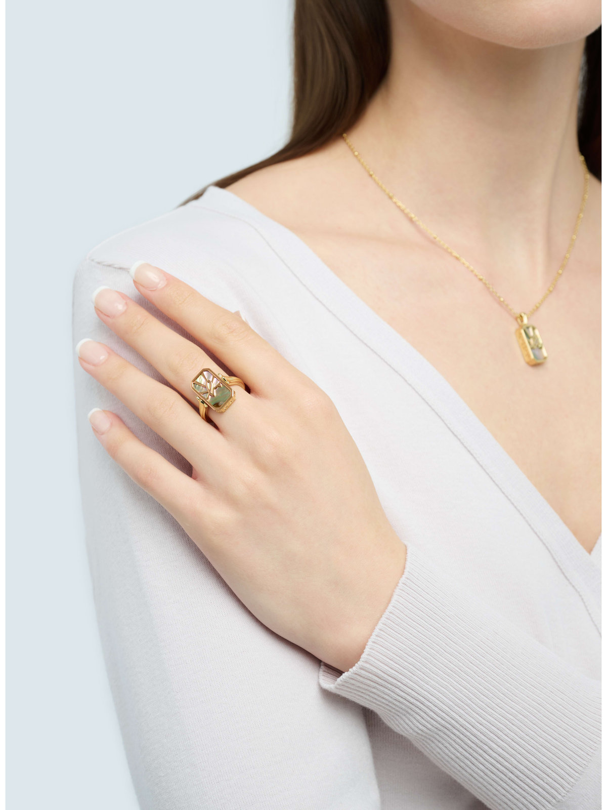 FEMME ウィメンズ ”b.”ロゴ アバロンシェル フリップ リング ”Window Vistas” ゴールド