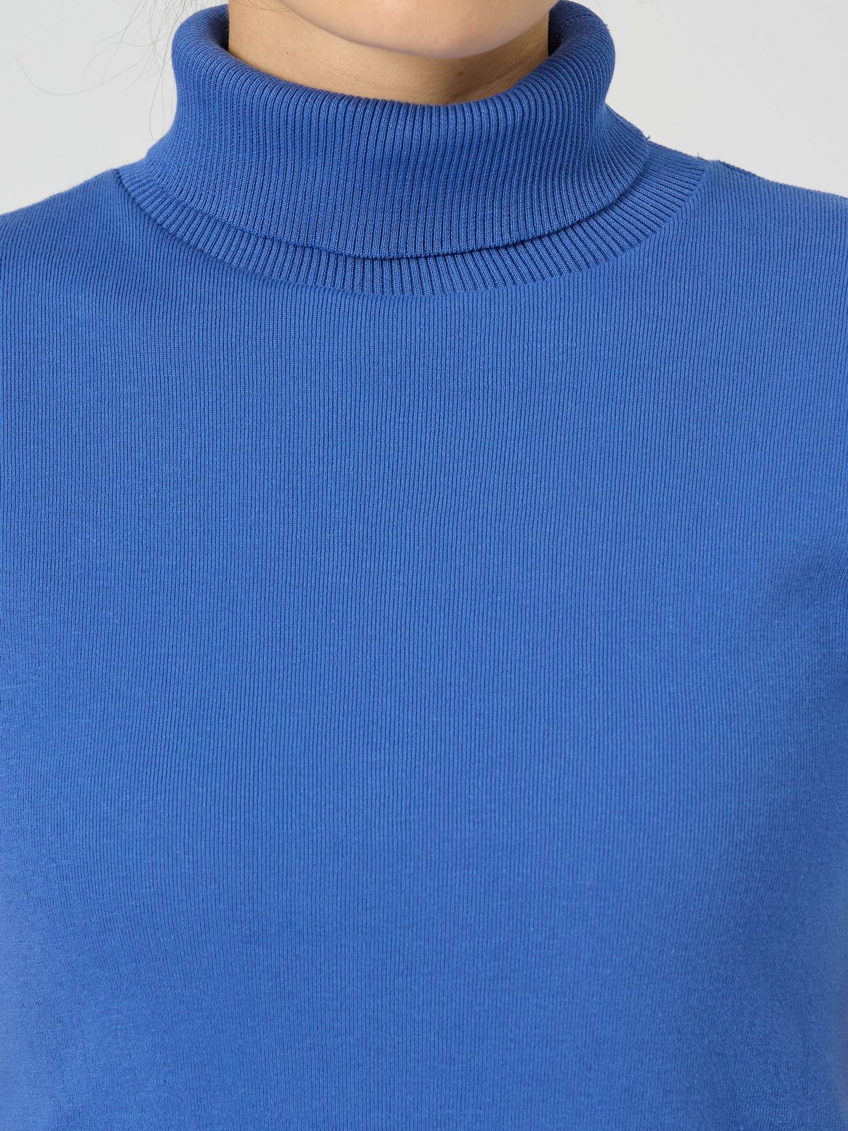 FEMME ウィメンズ 【Outlet】コットン ニット 半袖 タートルネック プルオーバー "Eddy" ブルー系その他