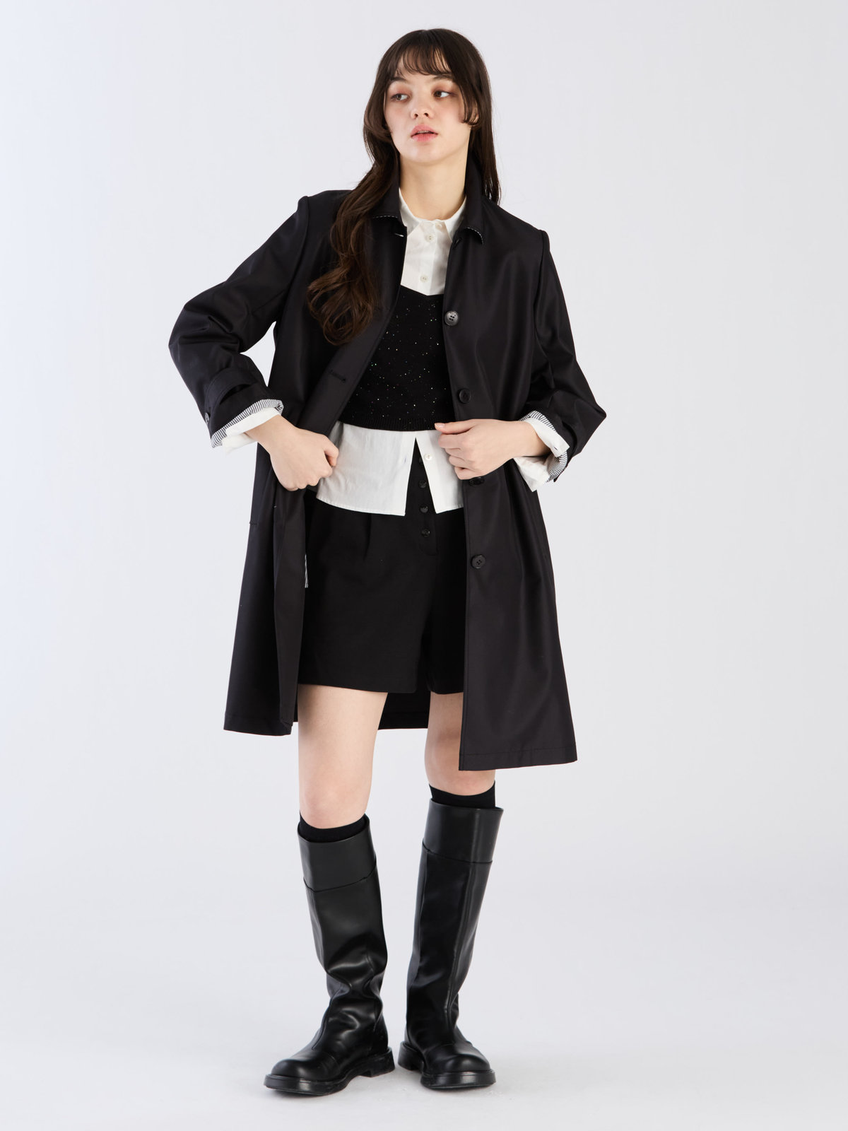 To b. by agnès b. 【Outlet】Aライン コート "Pimilico" ブラック