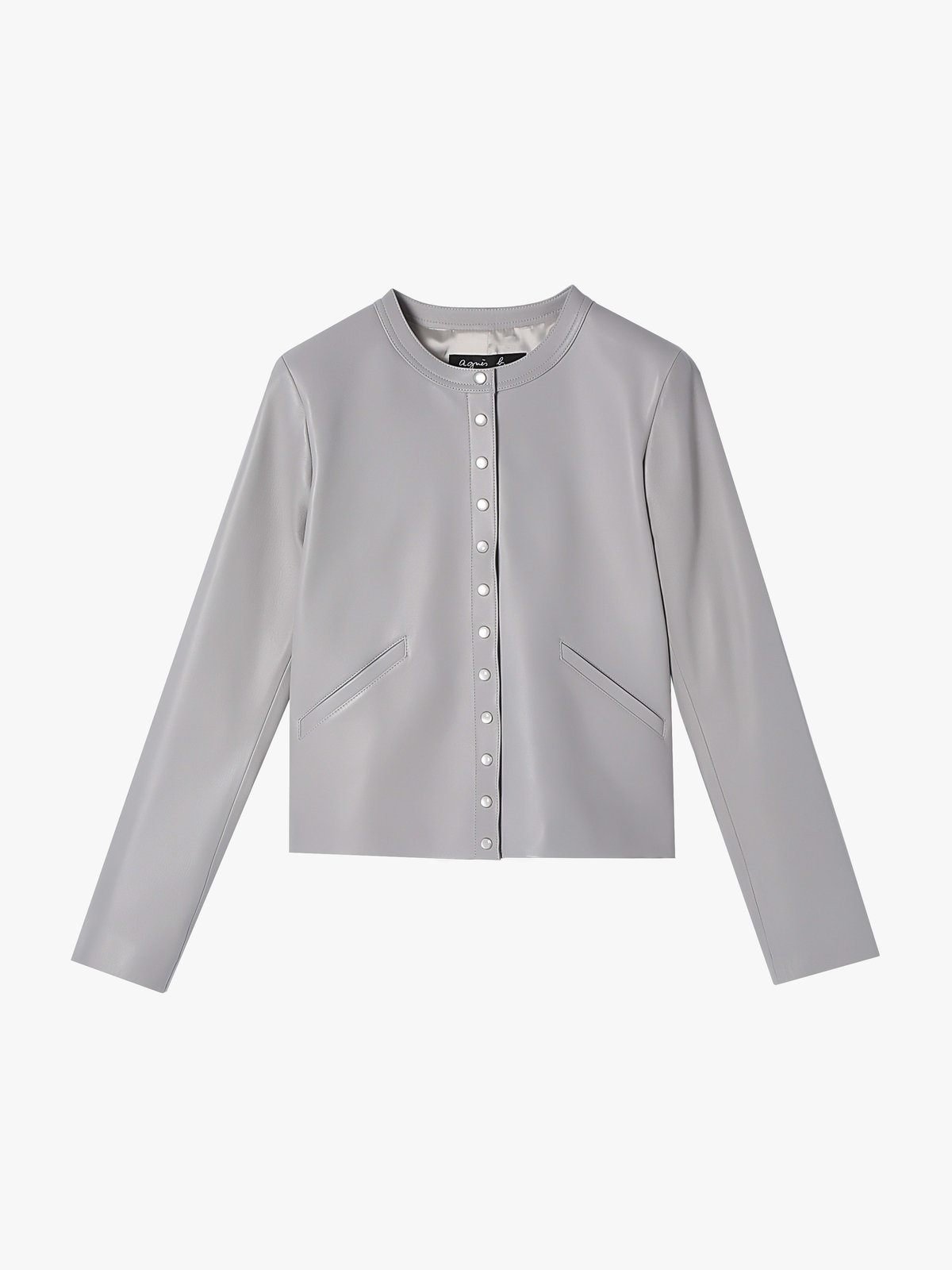 FEMME ウィメンズ ラムスキン レザー 長袖 カーディガンプレッション グレー系その他