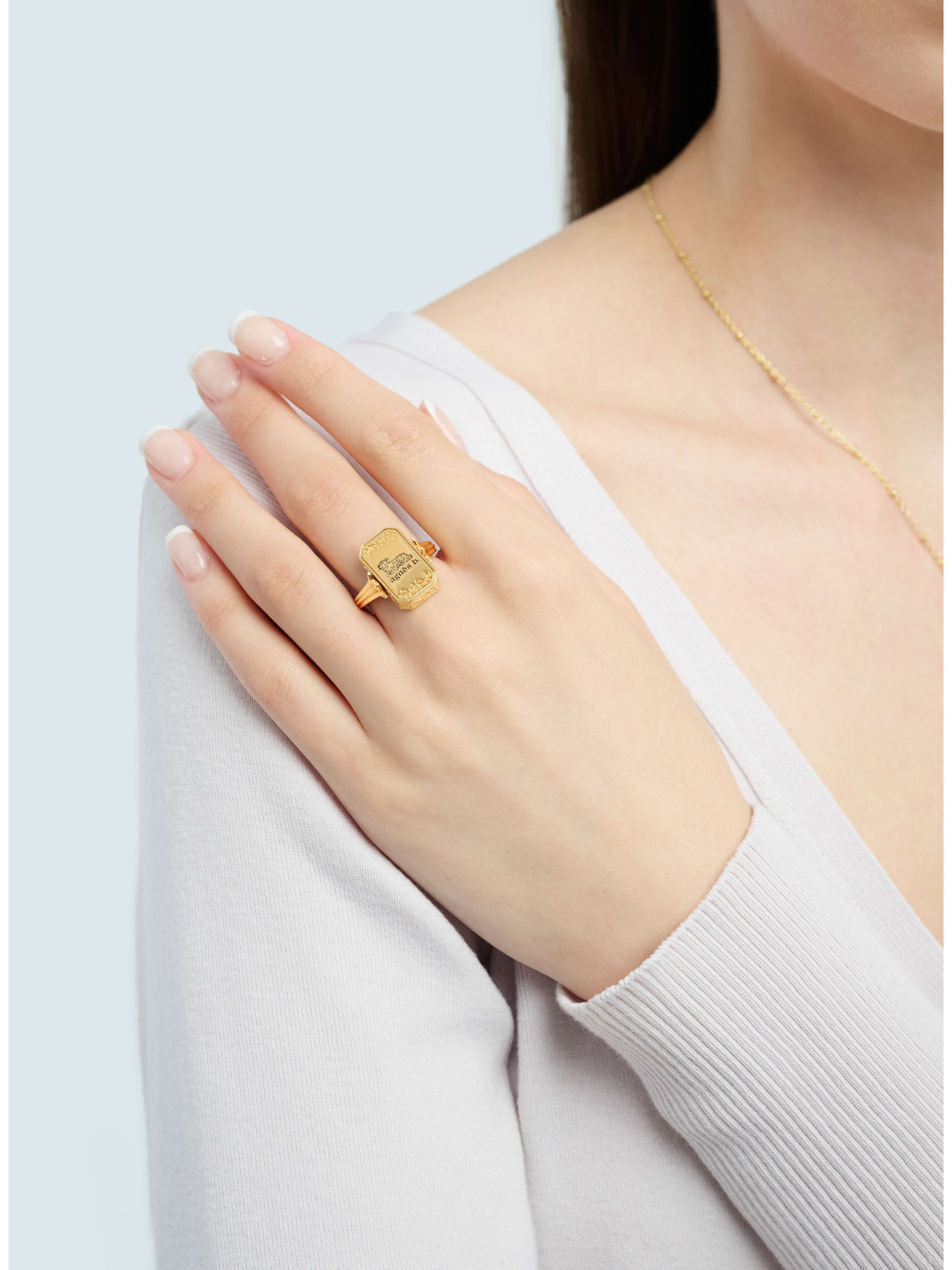 FEMME ウィメンズ ”b.”ロゴ アバロンシェル フリップ リング ”Window Vistas” ゴールド