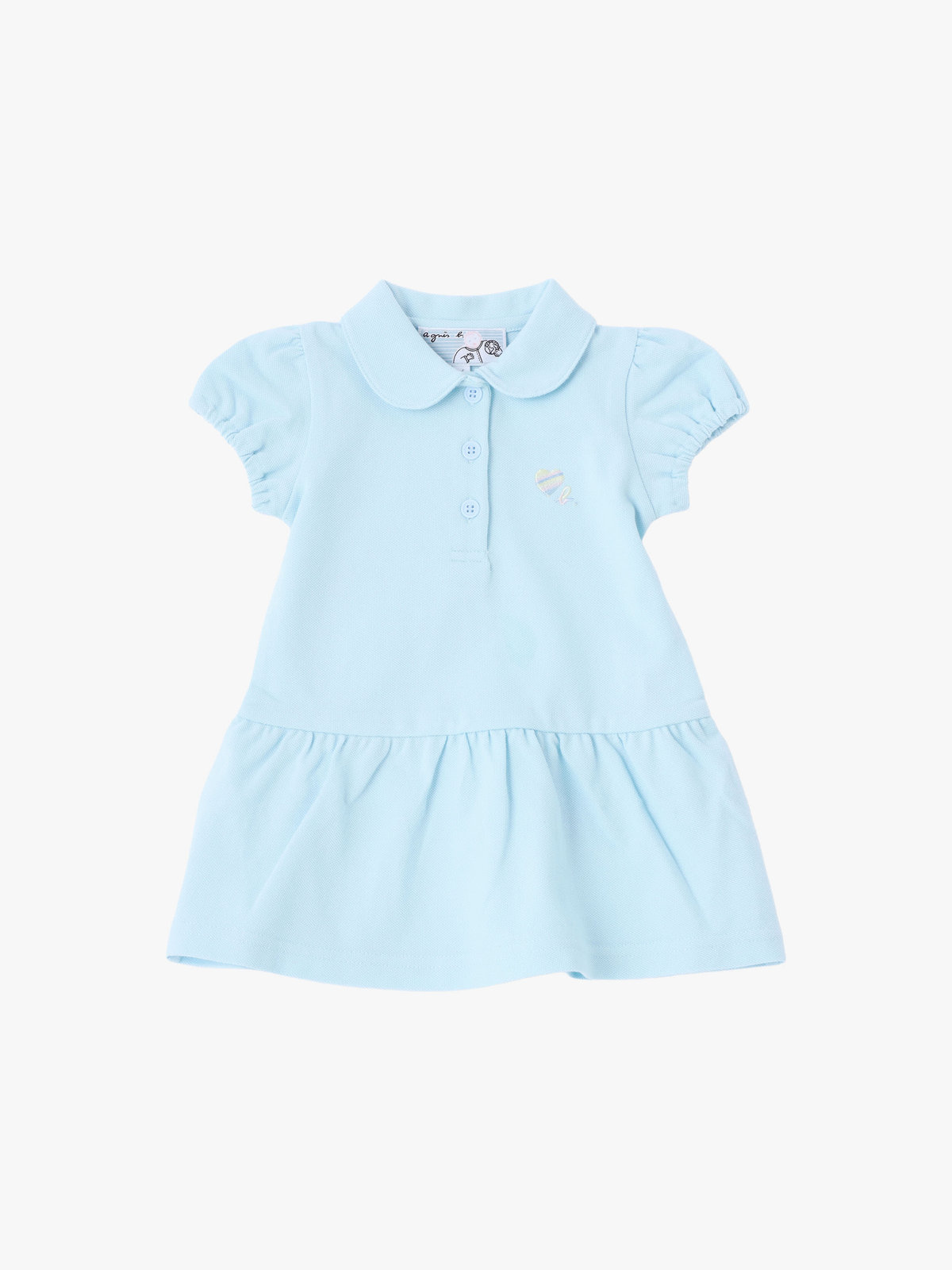 ENFANT ベビー ベビー "b." ロゴ 刺繍 コットン 半袖 ワンピース&ブルマ セット "Heart" ブルー系その他