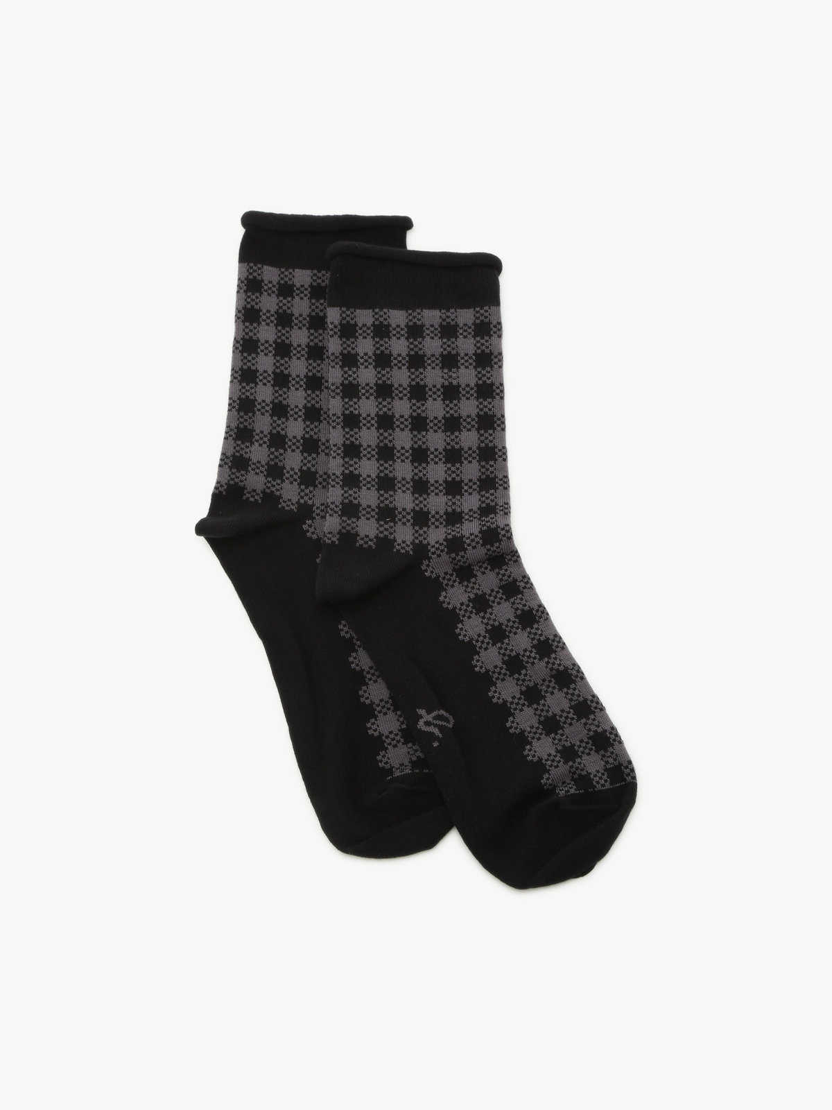 FEMME ウィメンズ チェック ソックス ”Jean-Paul” ブラック