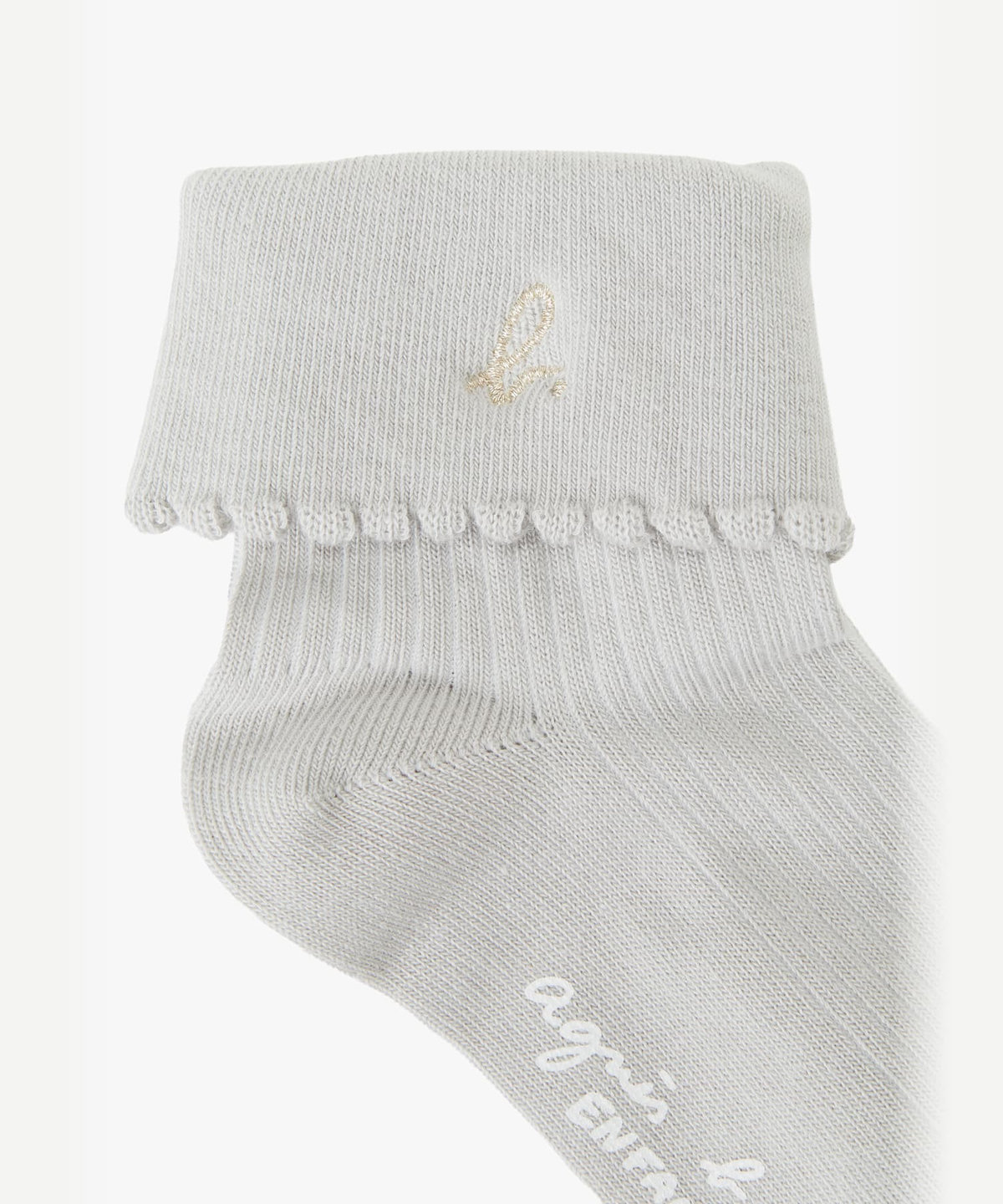 ENFANT ガールズ キッズ "b." ロゴ 刺繍 コットン ソックス グレー