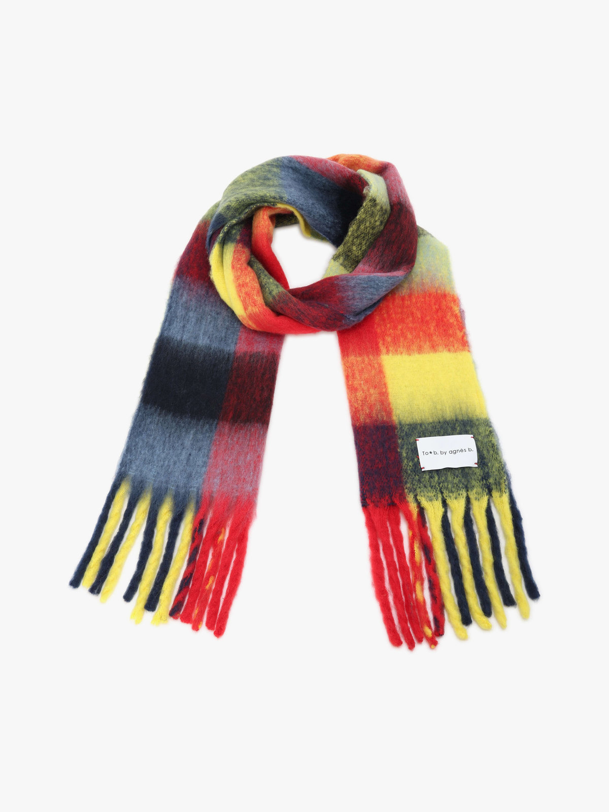 To b. by agnès b. ブロックチェック マフラー イエロー