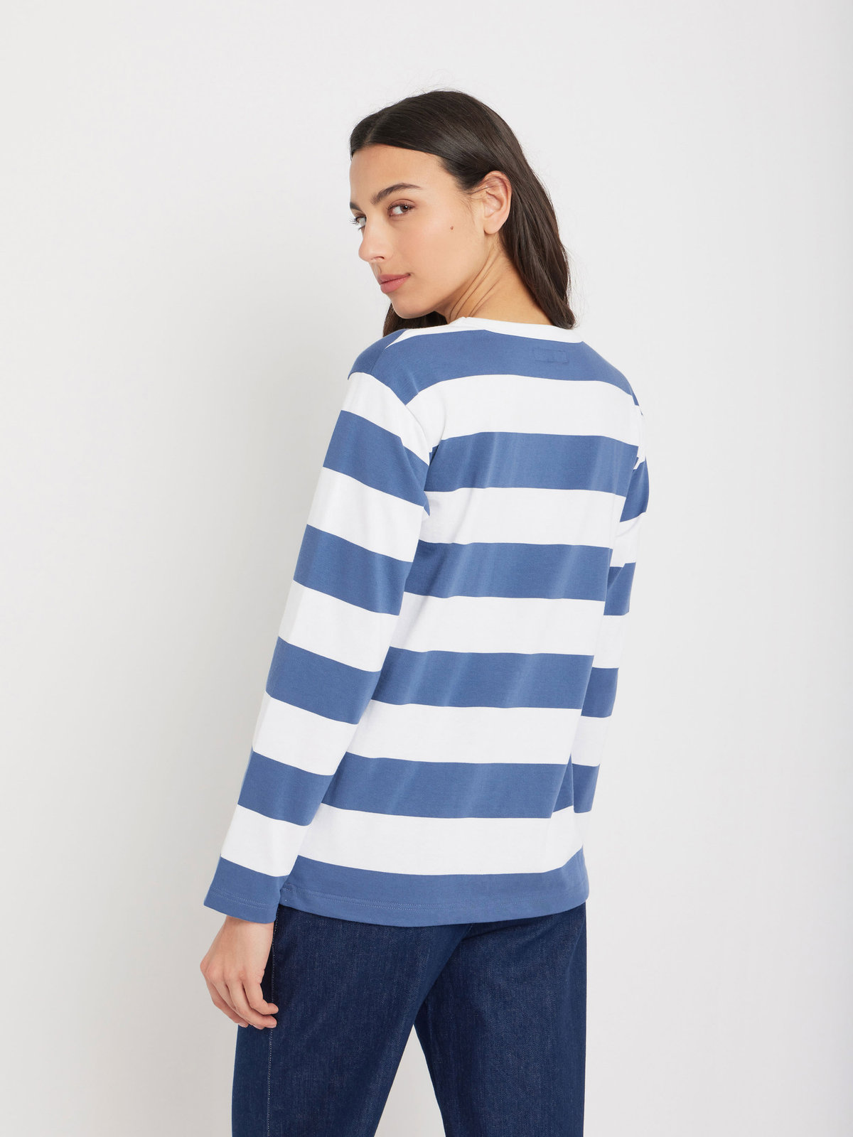 FEMME ウィメンズ 太ボーダー コットン 長袖Tシャツ "Cool" ホワイト系その他