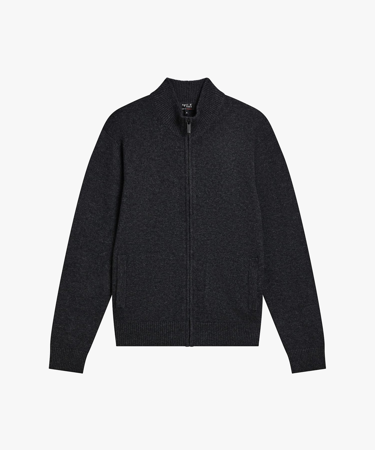 HOMME メンズ メンズ カシミヤ スタンドカラージップアップブルゾン "Bronson" グレー×ブラック