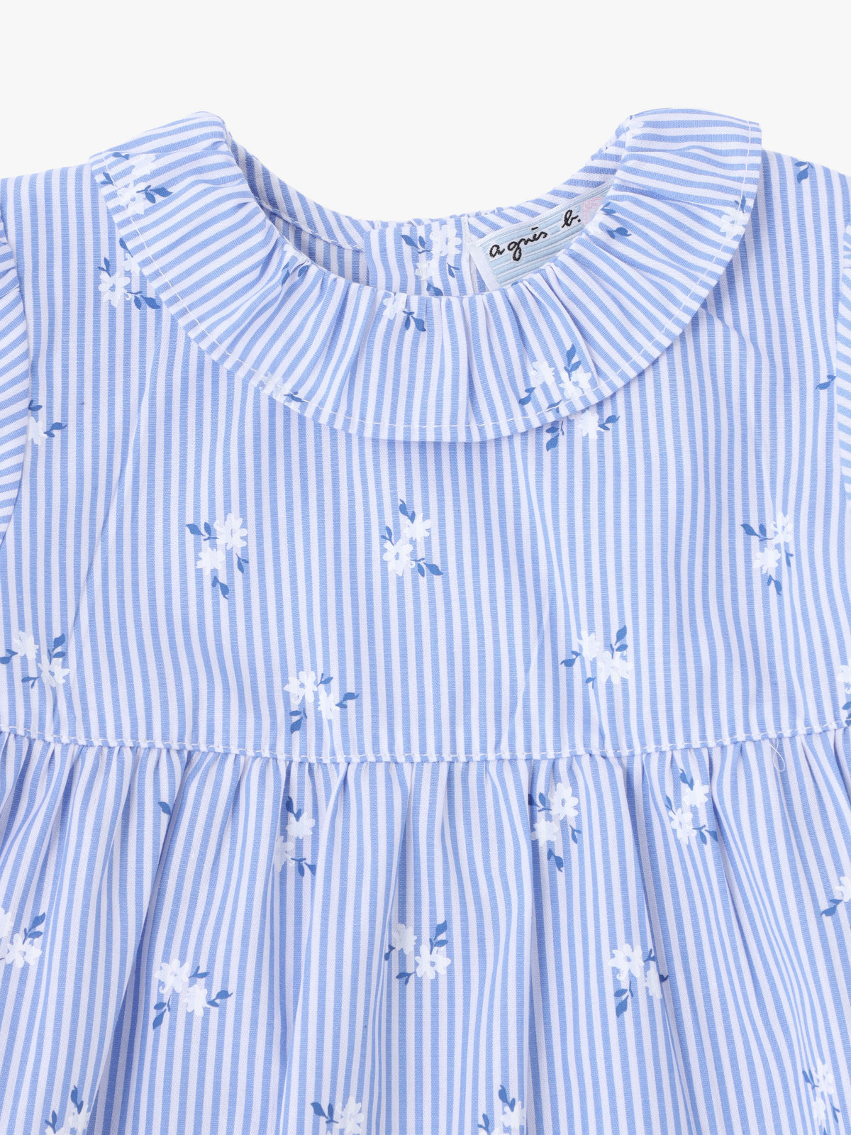 ENFANT ベビー ベビー フラワープリント ストライプ コットン 半袖ワンピース&ブルマ セット ネイビー