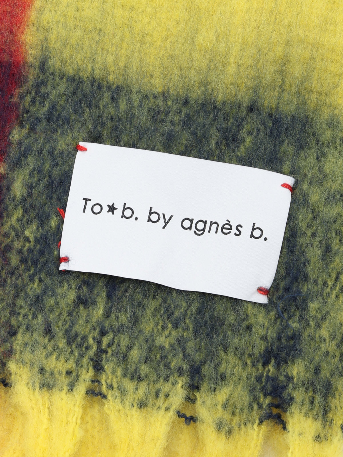 To b. by agnès b. ブロックチェック マフラー イエロー