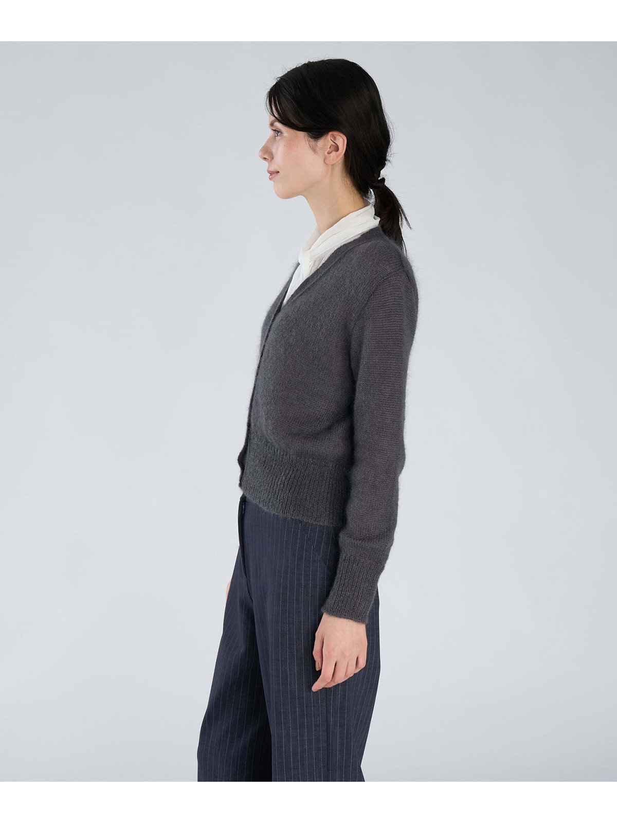 FEMME ウィメンズ 【Outlet】モヘヤ 長袖 Vネック カーディガン "Mae" グレー