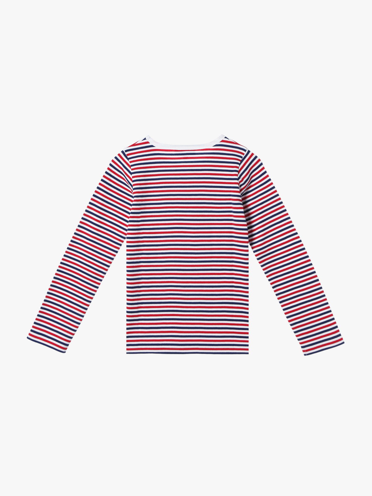 ENFANT ユニセックス キッズ "b."ロゴ 刺繍 トリコロールボーダー コットン 長袖 Tシャツ ネイビー