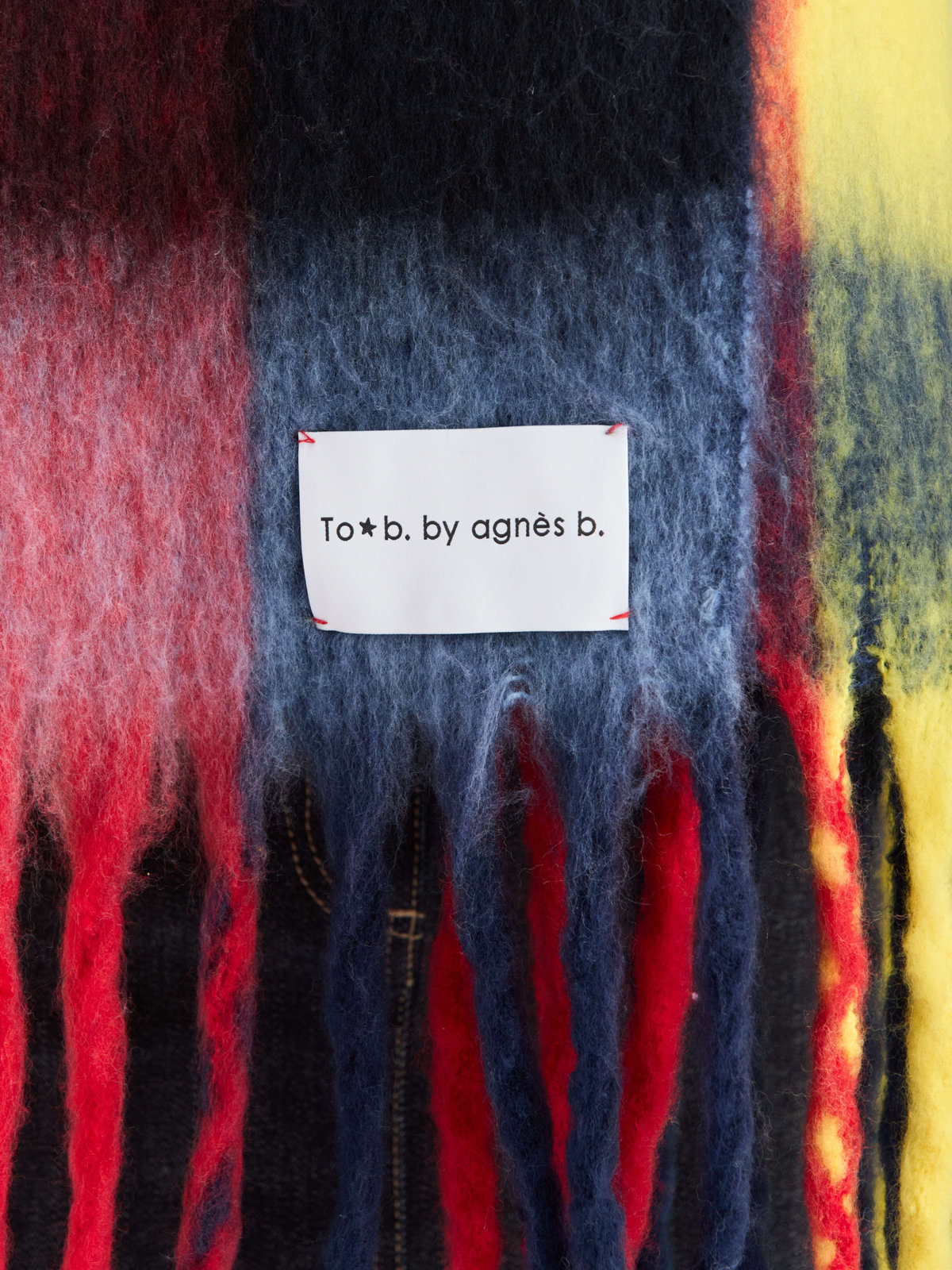 To b. by agnès b. ブロックチェック マフラー イエロー