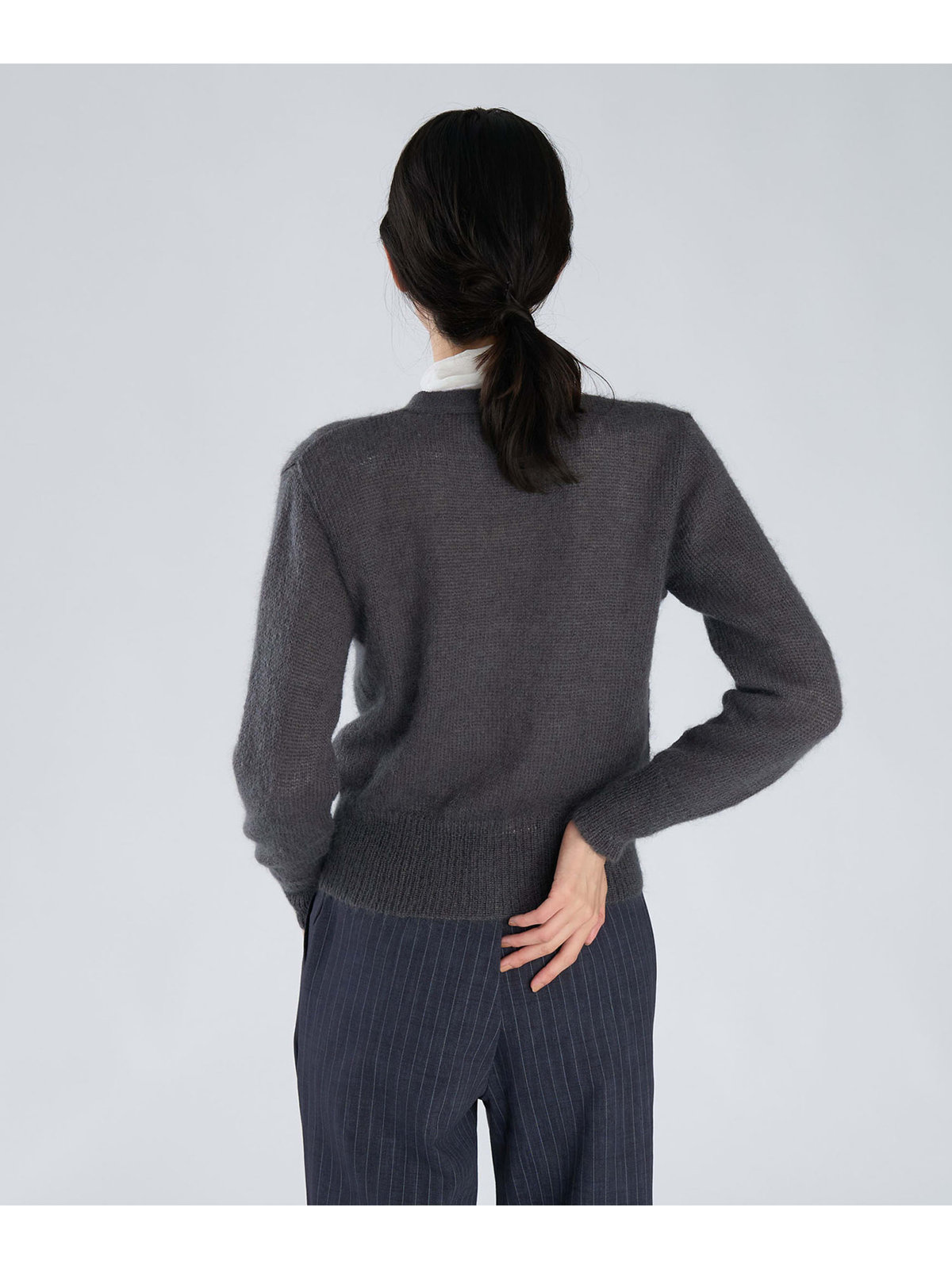 FEMME ウィメンズ 【Outlet】モヘヤ 長袖 Vネック カーディガン "Mae" グレー