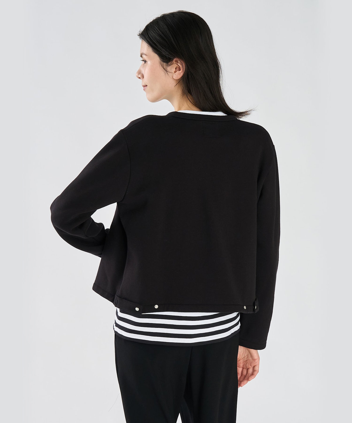 FEMME ウィメンズ コットン メルトン 長袖 カーディガンプレッション "Le Classique" ブラック