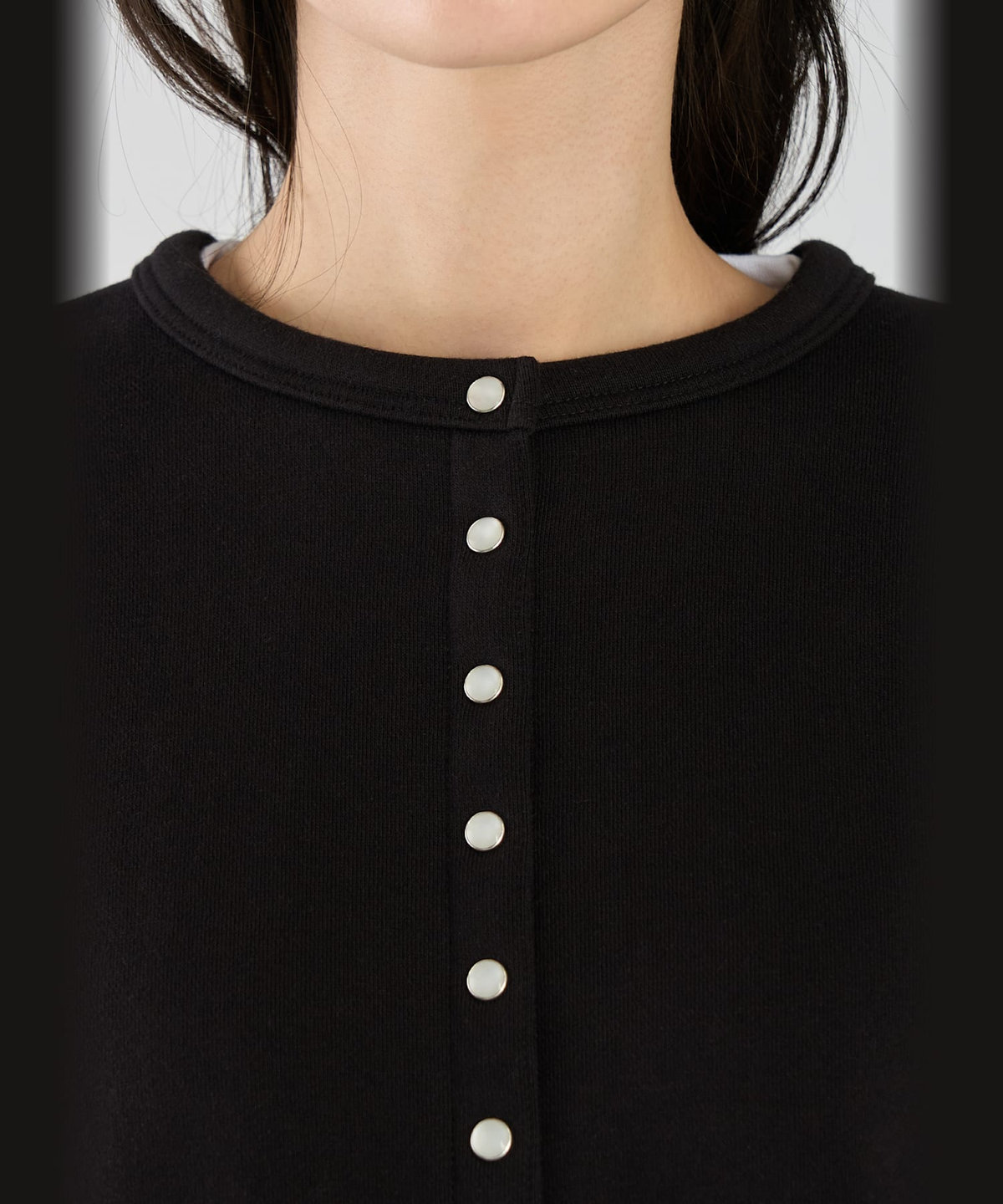 FEMME ウィメンズ コットン メルトン 長袖 カーディガンプレッション "Le Classique" ブラック