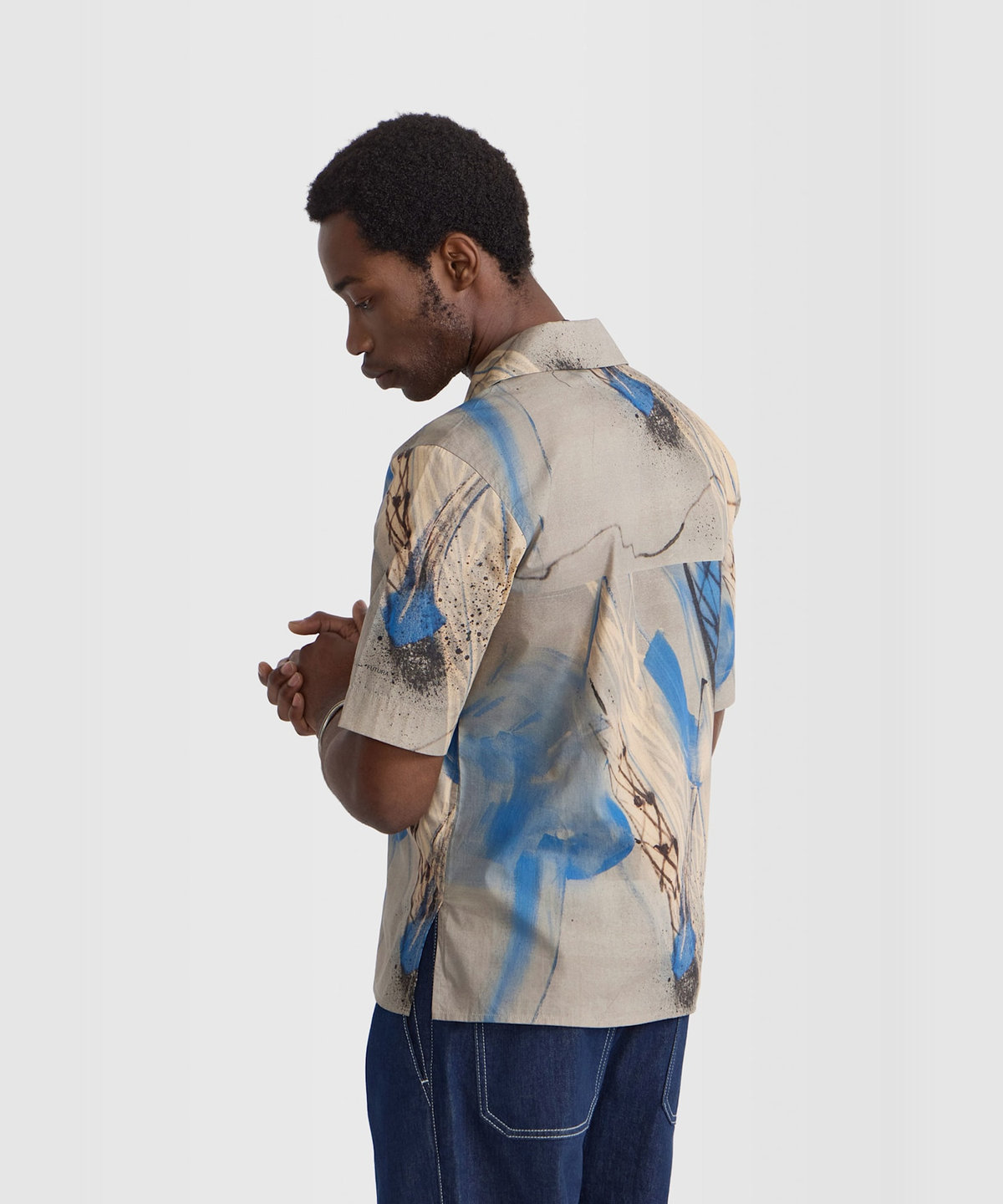 HOMME メンズ メンズ プリント コットン 開襟 半袖 アーティスト シャツ "Futura" マルチ