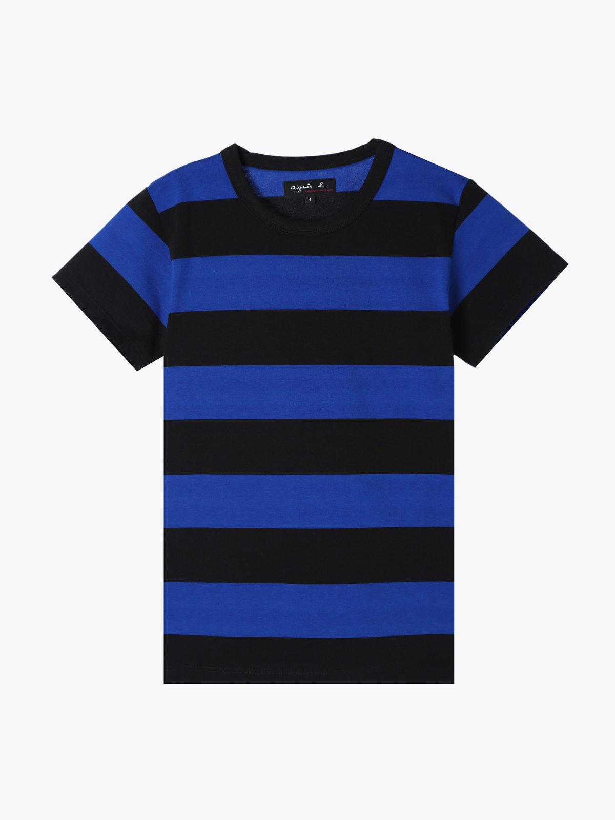 FEMME ウィメンズ 【Outlet】太ボーダー コットン 半袖Tシャツ "Brando" ブルー×ブラック