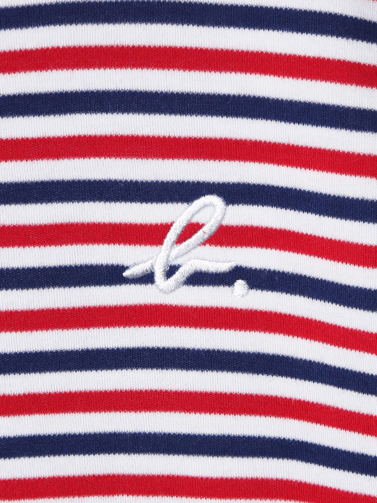 ENFANT ユニセックス キッズ "b."ロゴ 刺繍 トリコロールボーダー コットン 長袖 Tシャツ ネイビー