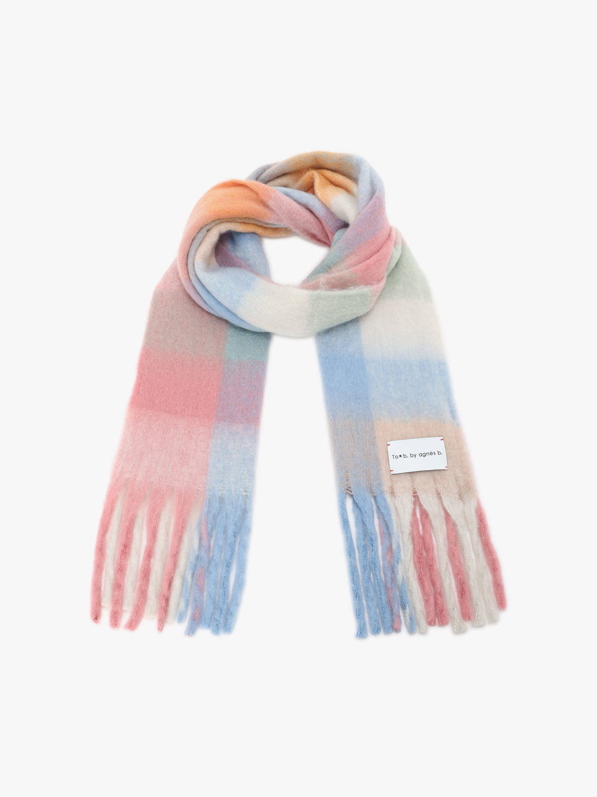 To b. by agnès b. ブロックチェック マフラー ピンク