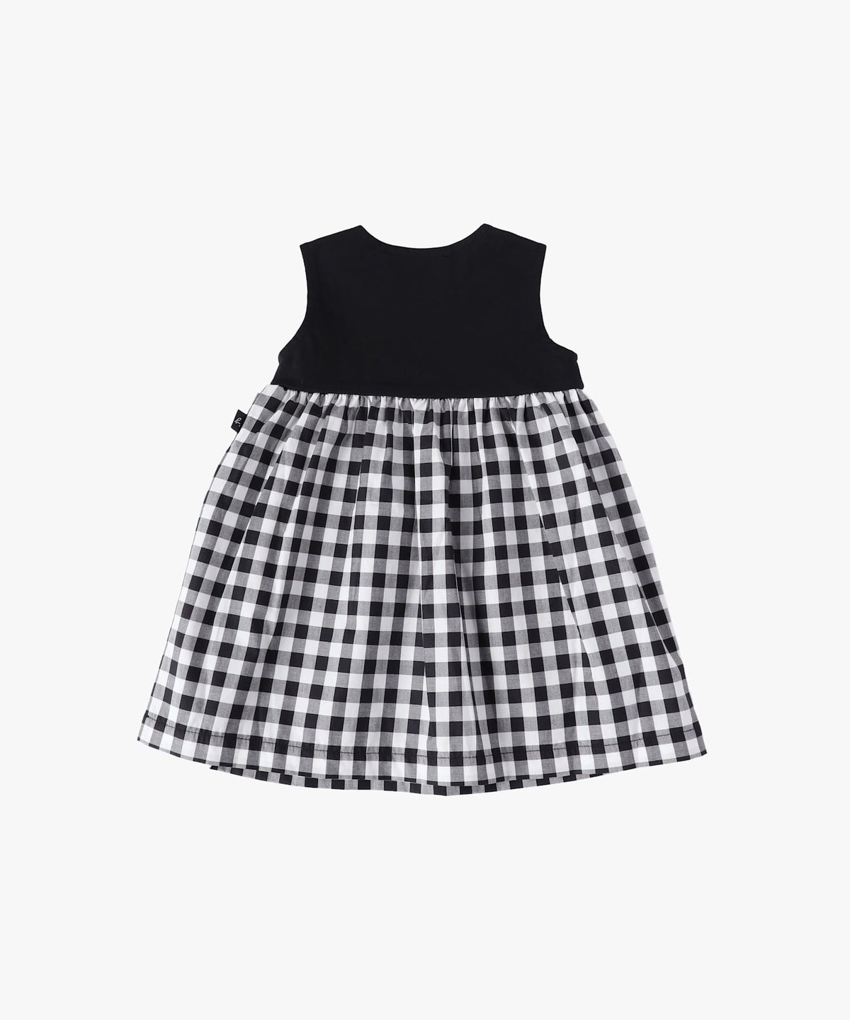 ENFANT ベビー ベビー ギンガムチェック ノースリーブ ドッキング ワンピース ブラック