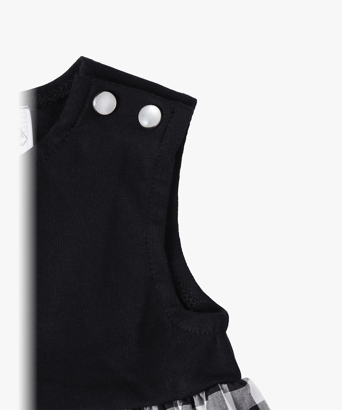 ENFANT ベビー ベビー ギンガムチェック ノースリーブ ドッキング ワンピース ブラック