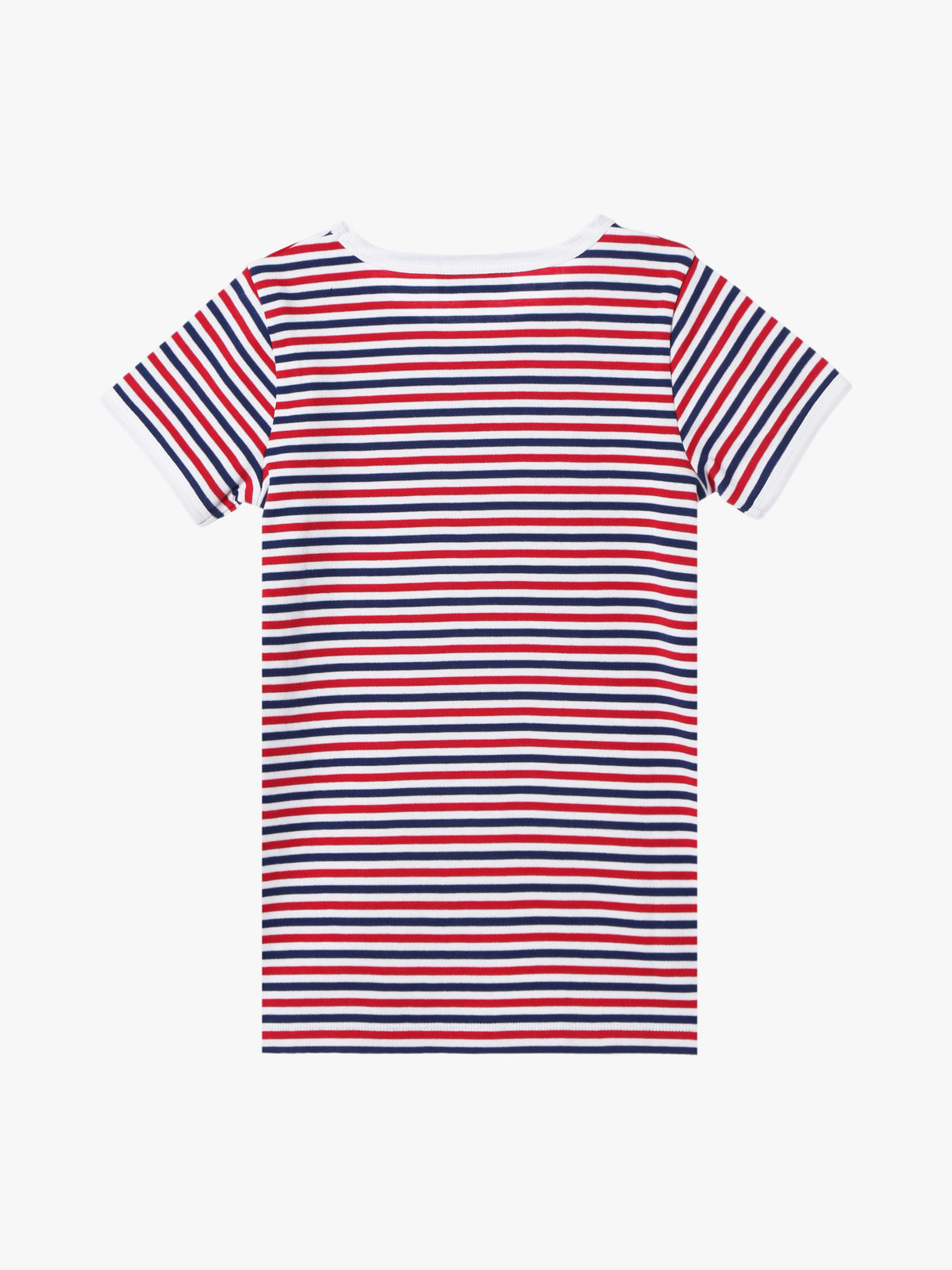 ENFANT ユニセックス キッズ "b."ロゴ 刺繍 トリコロールボーダー コットン 半袖 Tシャツ ネイビー