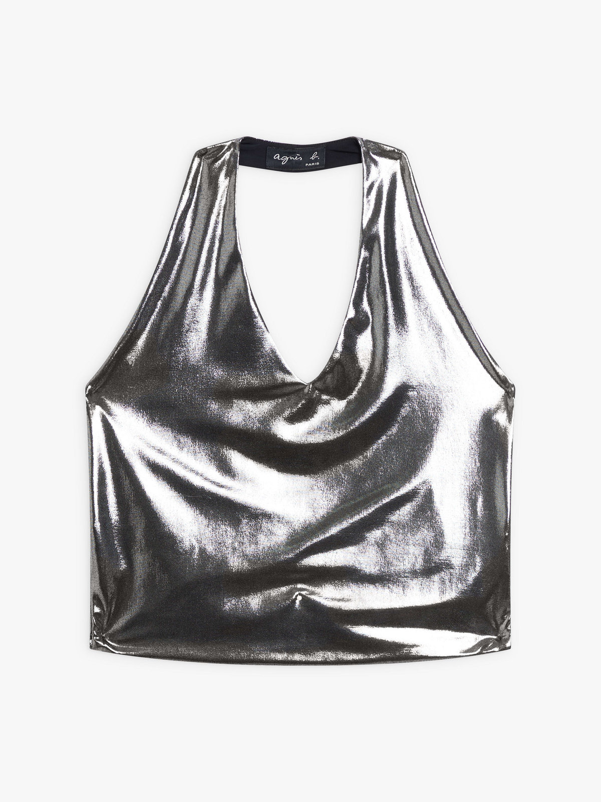 FEMME ウィメンズ リキッドシルバー ホルターネックトップス シルバー