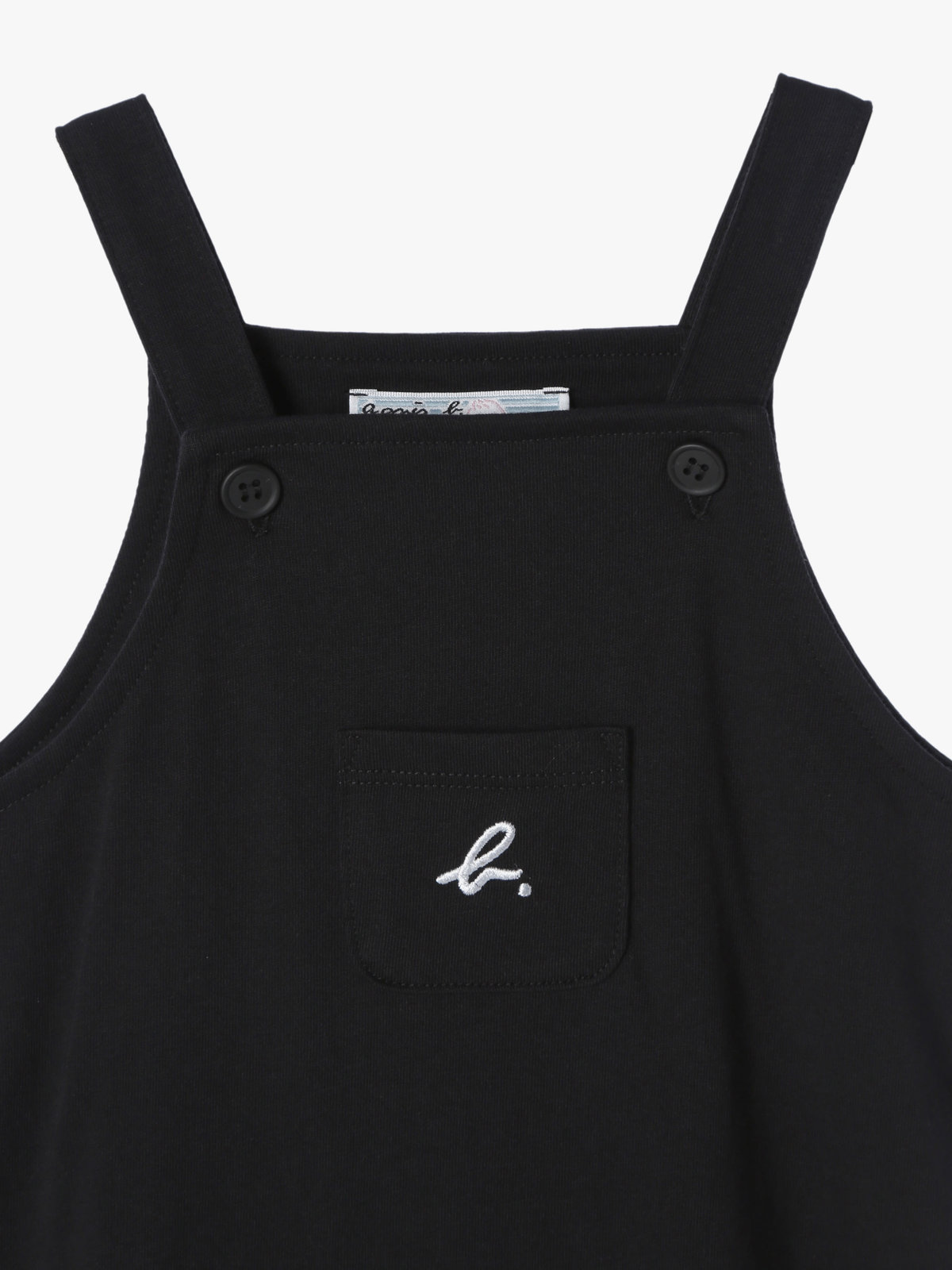 ENFANT ベビー ベビー "b."ロゴ刺繍 コットン サロペット ブラック
