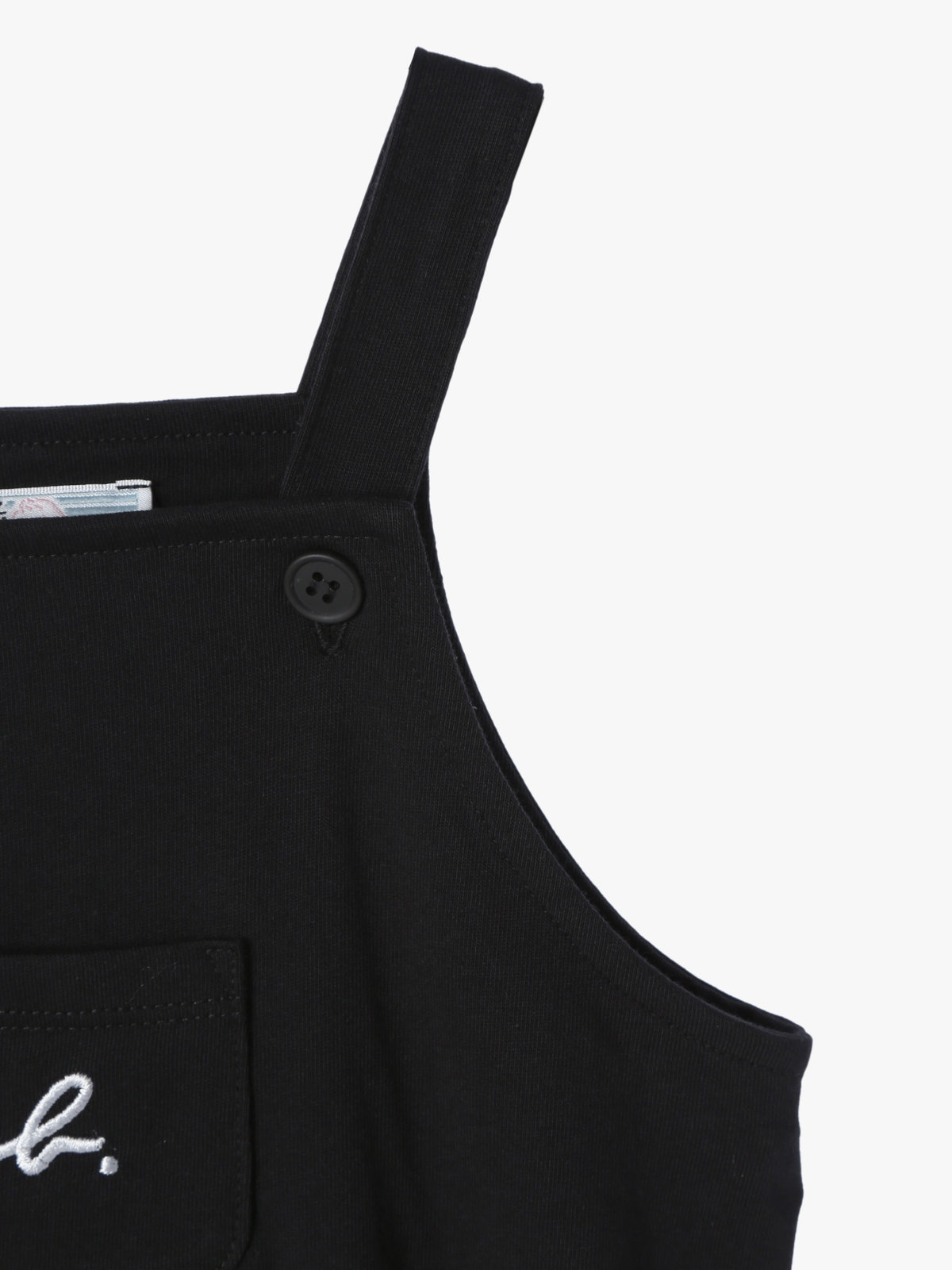 ENFANT ベビー ベビー "b."ロゴ刺繍 コットン サロペット ブラック