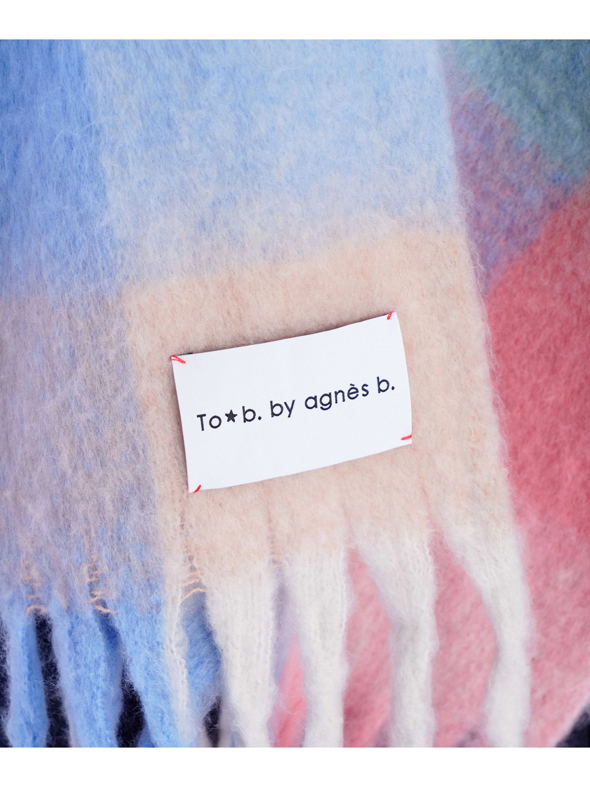 To b. by agnès b. ブロックチェック マフラー ピンク