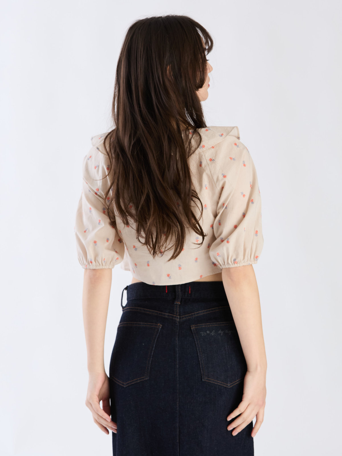 To b. by agnès b. 【Outlet】フラワーエンブロイダリーブラウス ベージュ